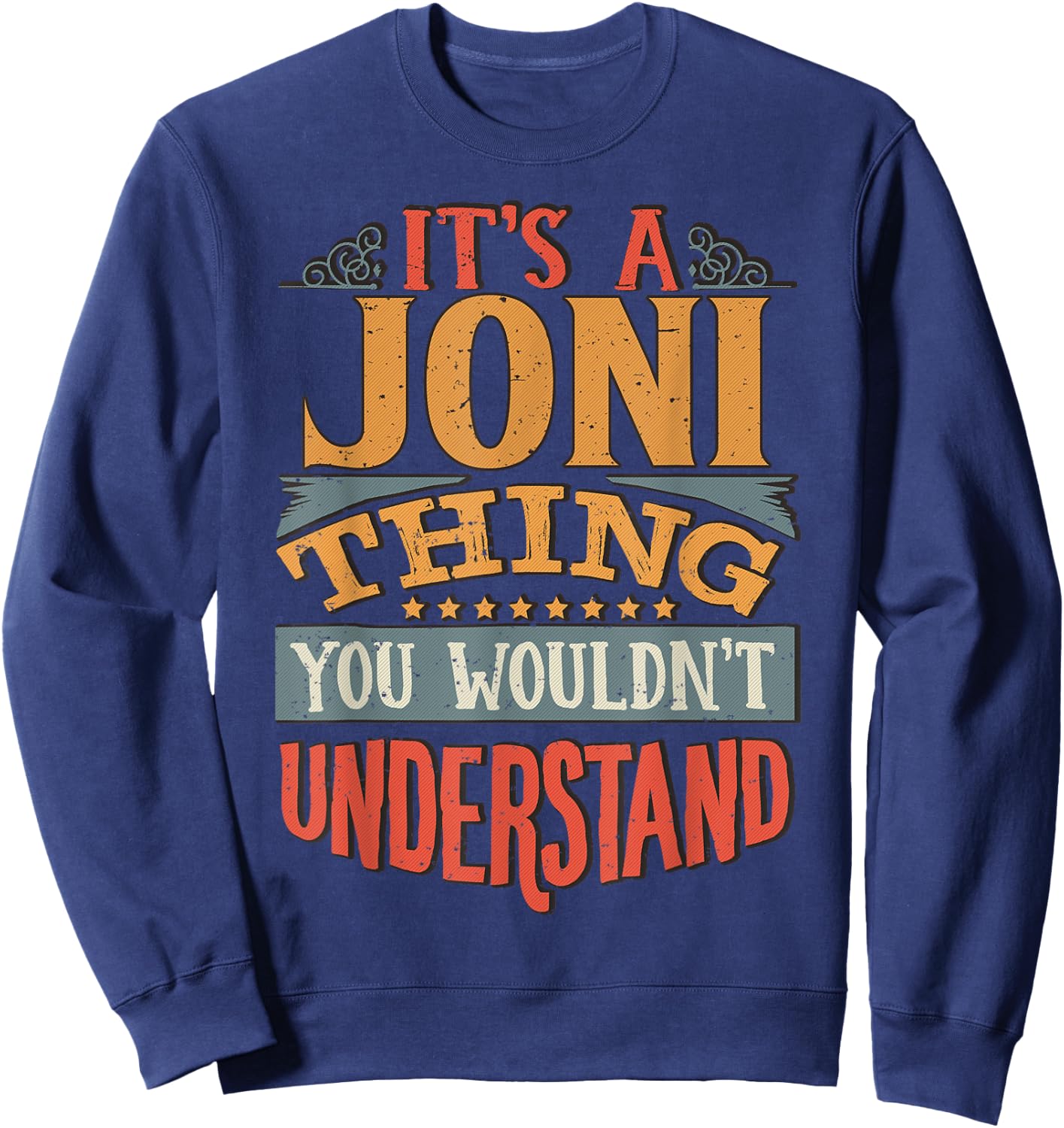 Joni Name Gifts By Vnz Women's Black Classic Fit Modern Short Sleeve Sweatshirt - Sweatshirt | Navy