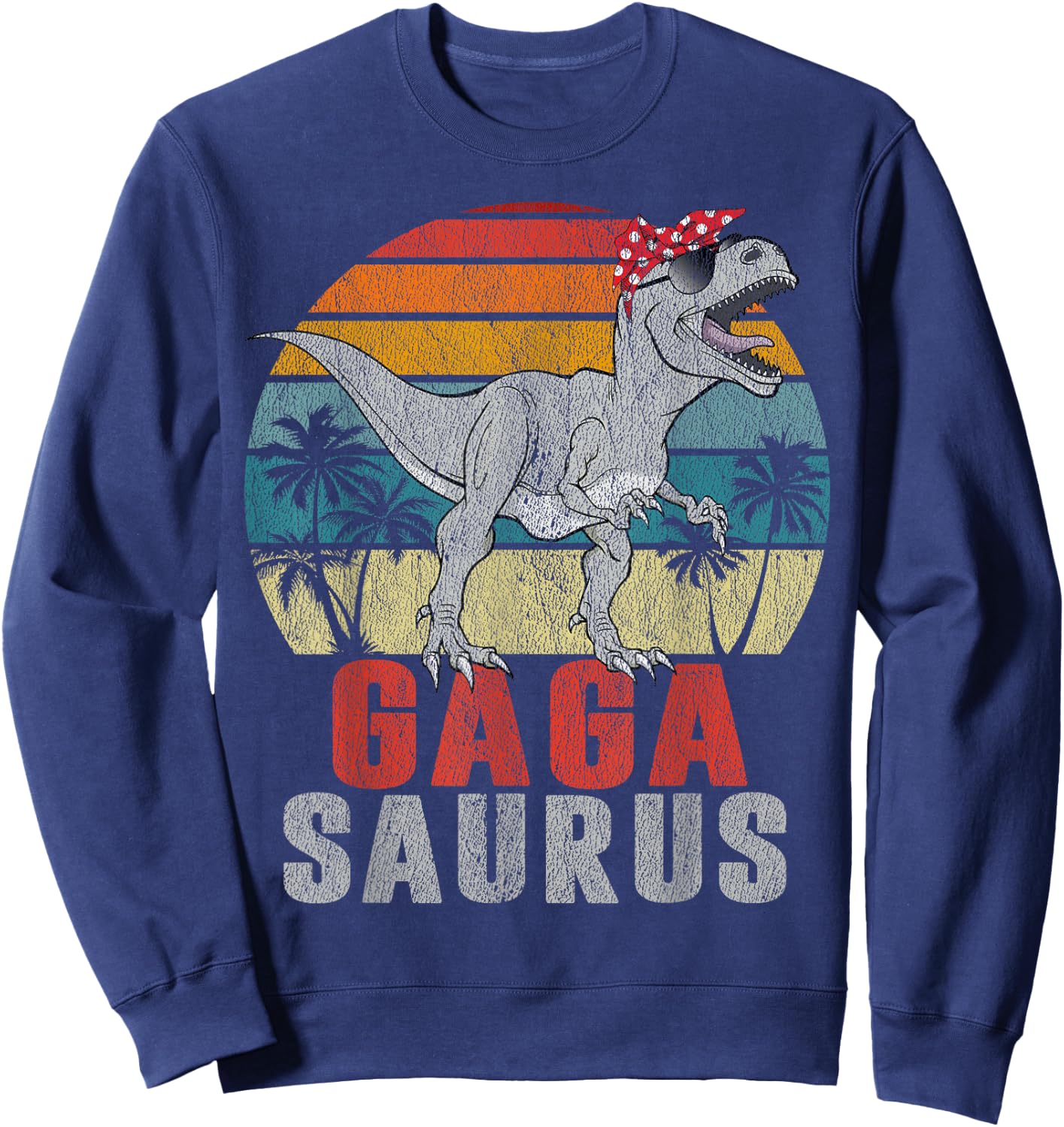 Gagasaurus T Rex Dinosaur Gaga Saurus Family Matching Sweatshirt - Sweatshirt | Navy