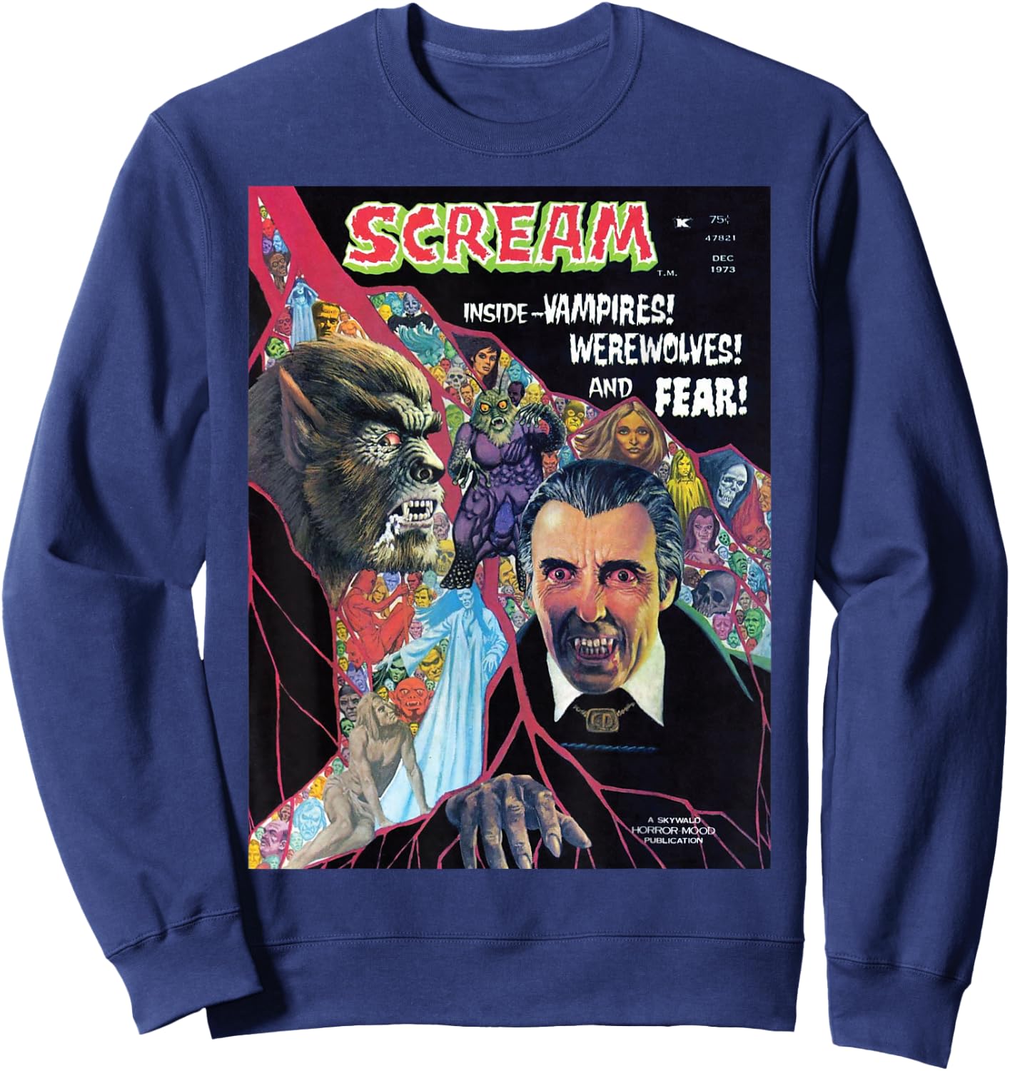 Halloween Horror Vintage Werewolf Vampire Comic Book Retro Sweatshirt - Sweatshirt | Navy