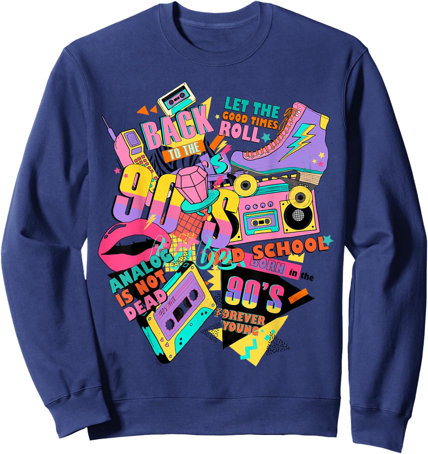 Funny 90s Theme Outfit Vintage Retro 90s Shirt Sweatshirt - Sweatshirt | Navy