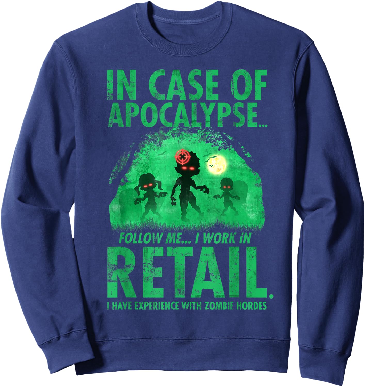 Retail Worker Funny Zombie Halloween Sweatshirt - Sweatshirt | Navy