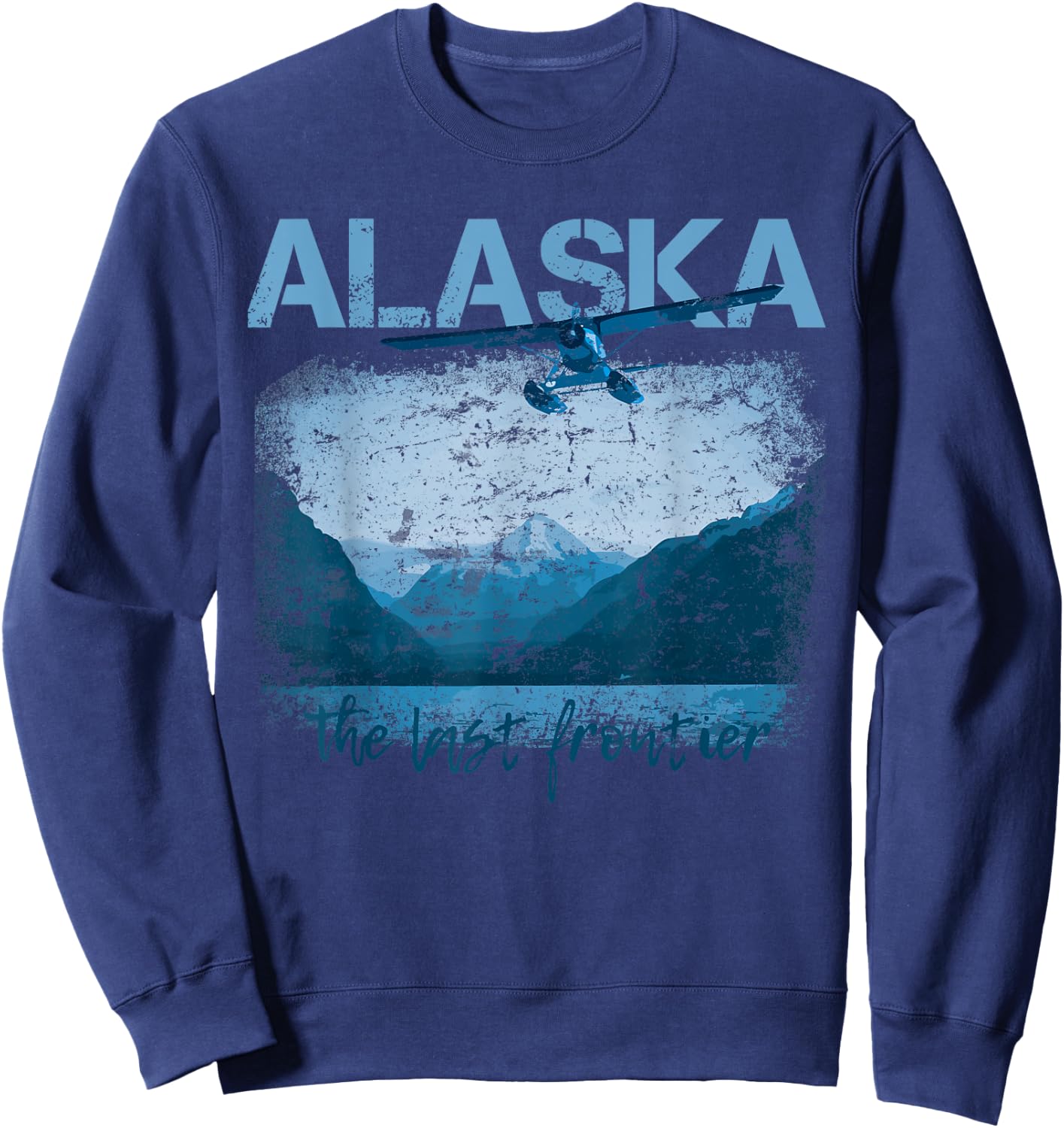Alaska The Last Frontier With Float Plane Sweatshirt - Sweatshirt | Navy