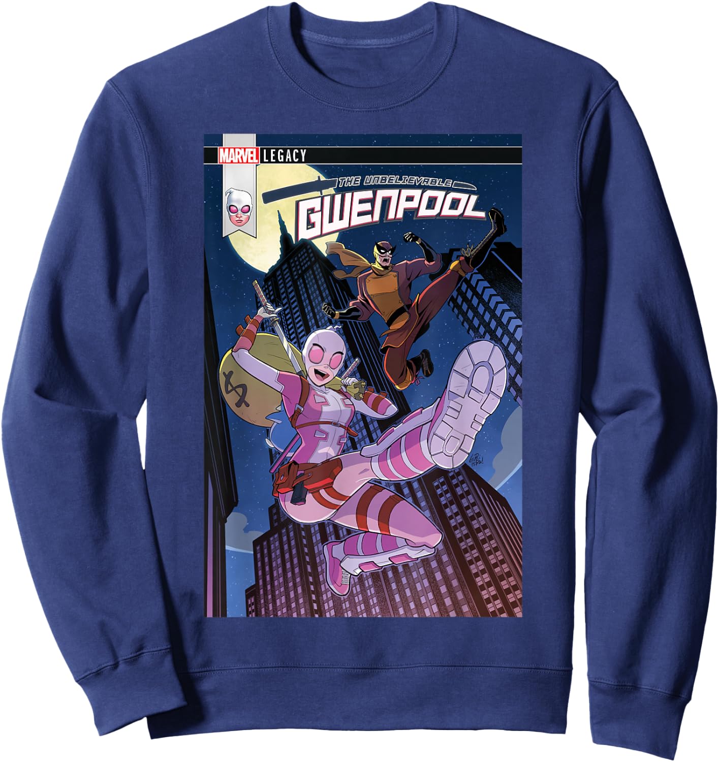 Marvel Unbelievable Gwenpool Batroc The Leaper Comic Sweatshirt - Sweatshirt | Navy