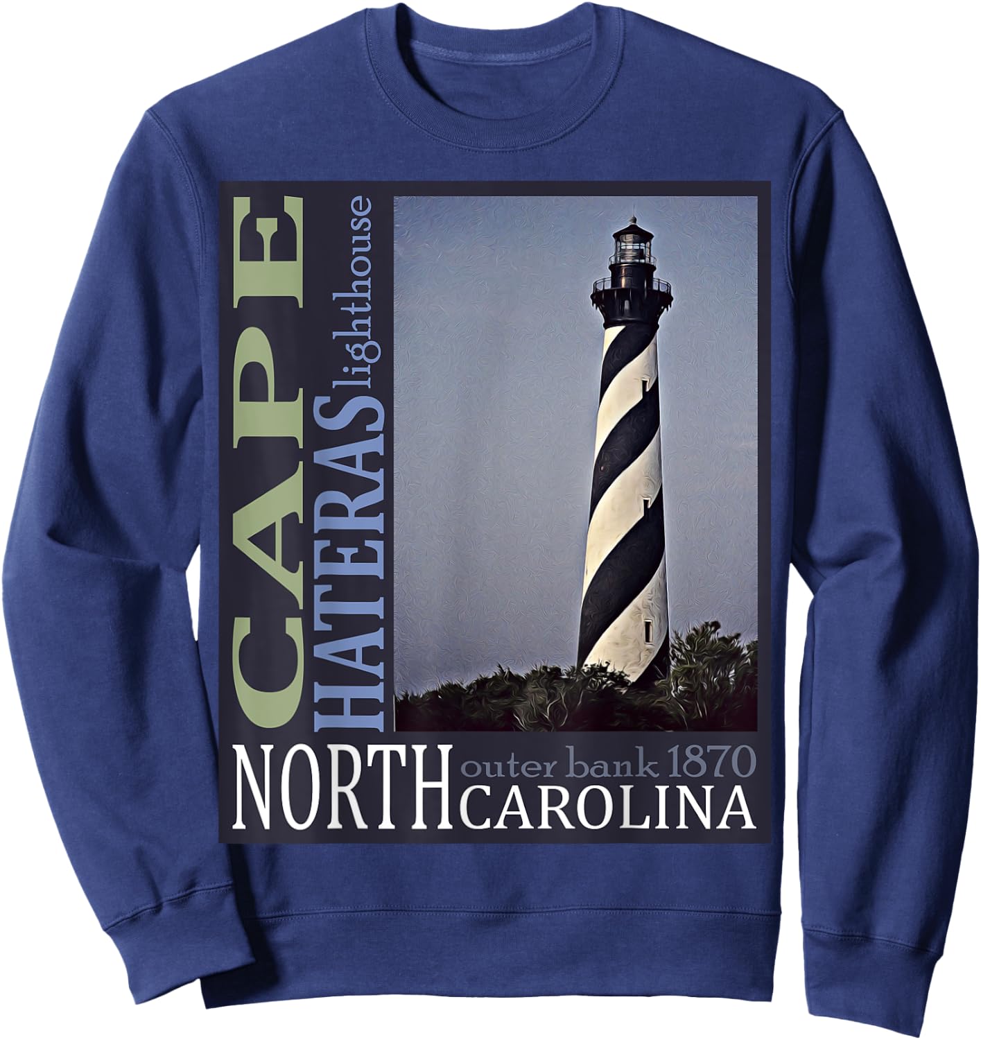 Cape Hatteras Lighthouse Outerbanks North Carolina 1870 Des Sweatshirt - Sweatshirt | Navy