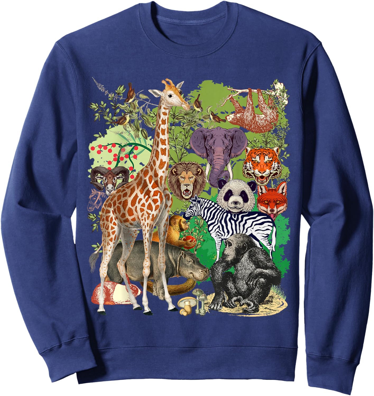Jungle Animal Wildlife Safari Zoo Theme Forest Wild Animals Sweatshirt - Sweatshirt | Navy