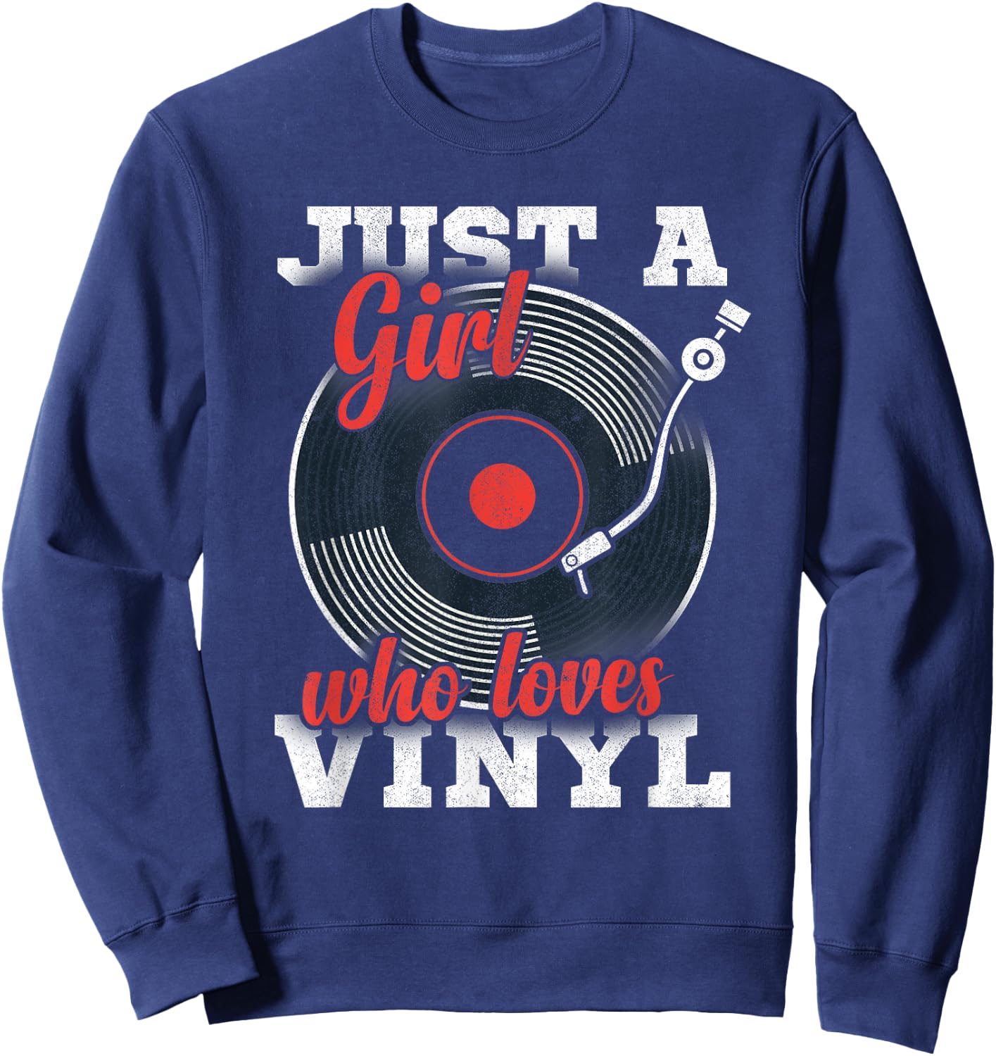 Women LP Collector Just A Girl Who Loves Vinyl Records Sweatshirt - Sweatshirt | Navy