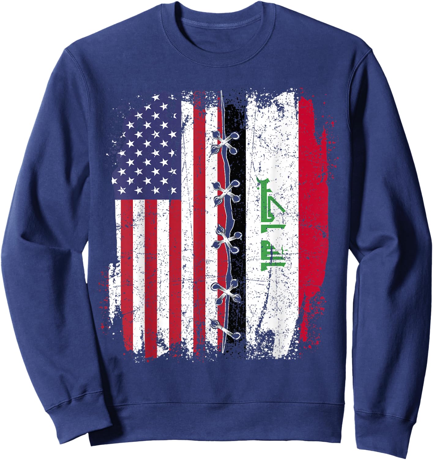 American Flag with Iraqi Flag - Iraq Sweatshirt - Sweatshirt | Navy