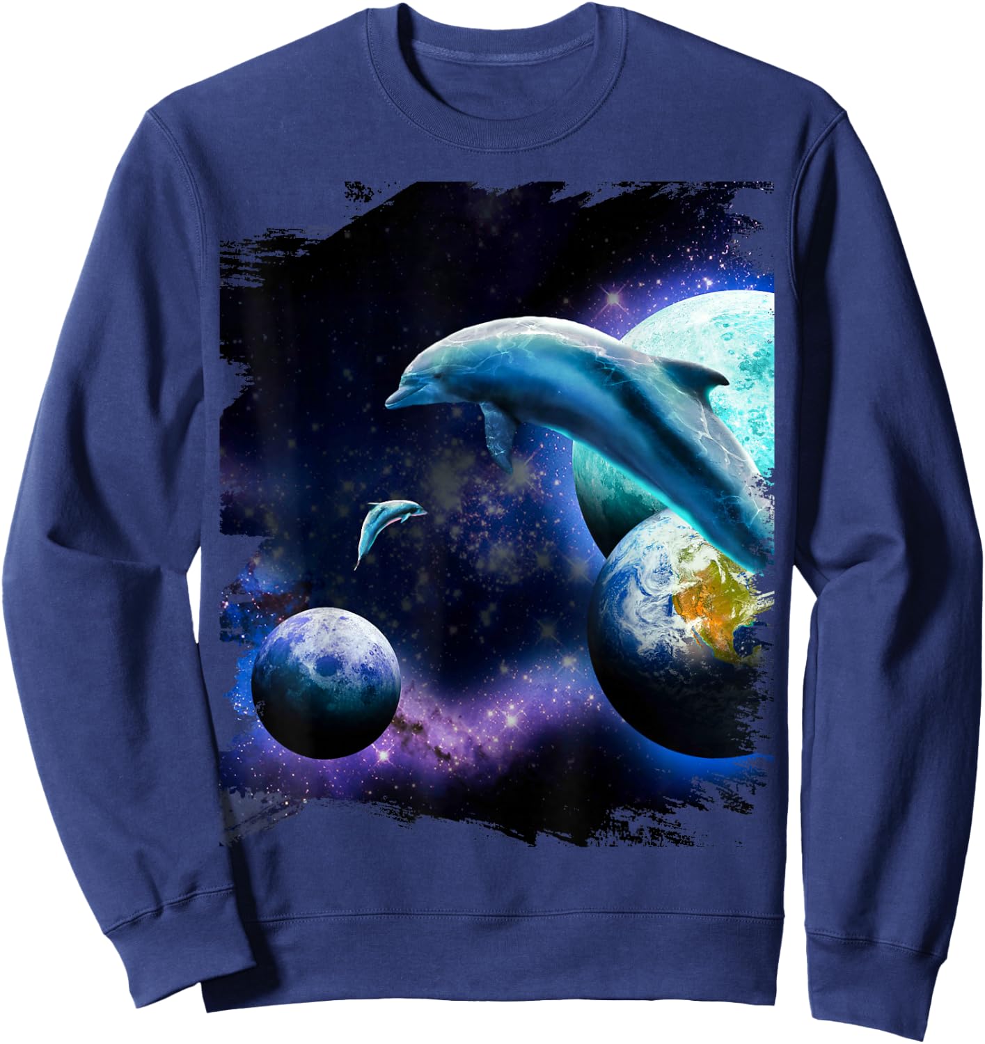 Galaxy Dolphin - Dolphins In Space Sweatshirt - Sweatshirt | Navy