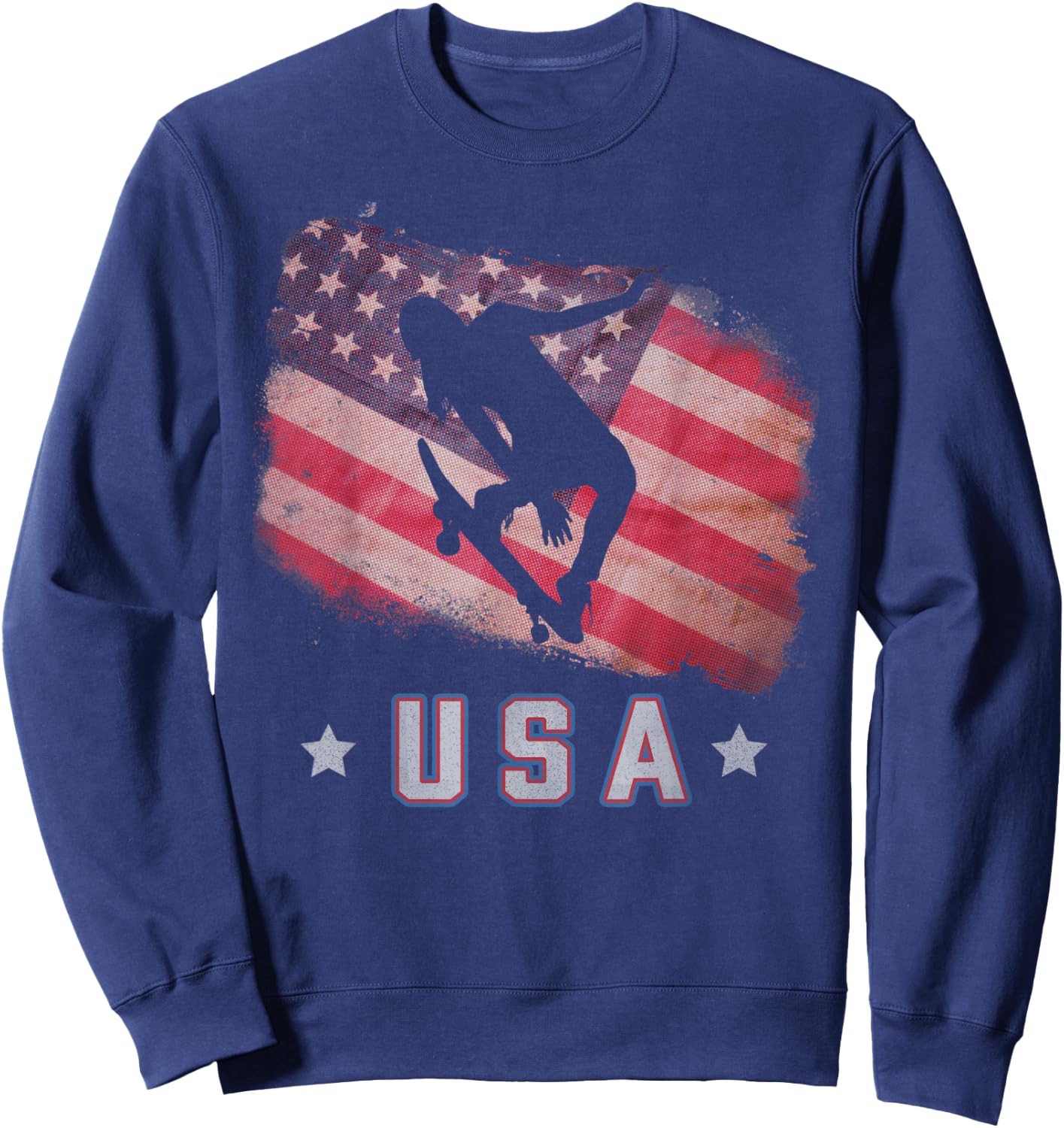 USA American Flag Skateboarding Team Stars and Stripes US Sweatshirt - Sweatshirt | Navy