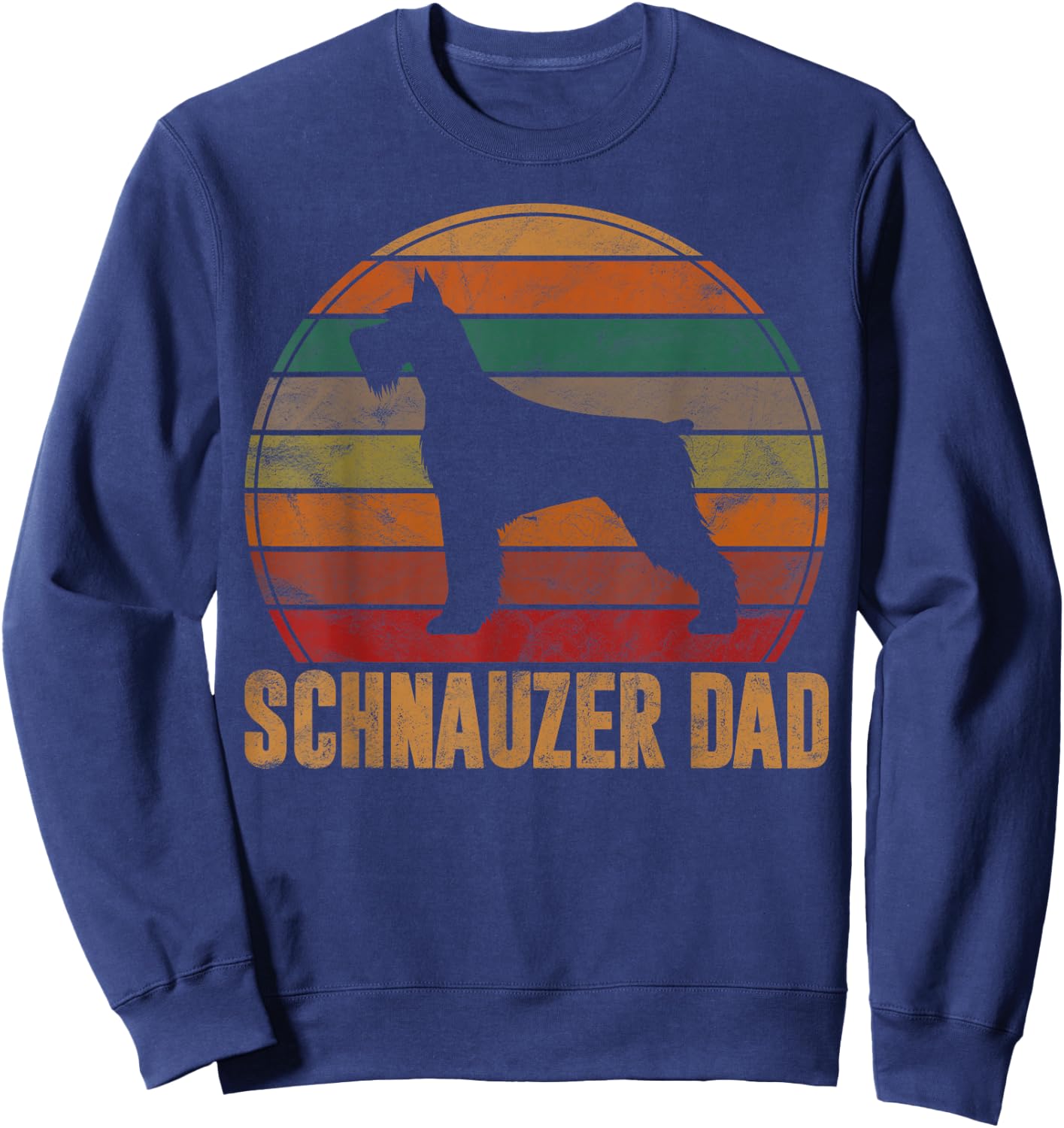 Retro Schnauzer Dad Gift Standard Giant Dog Owner Pet Father Sweatshirt - Sweatshirt | Navy