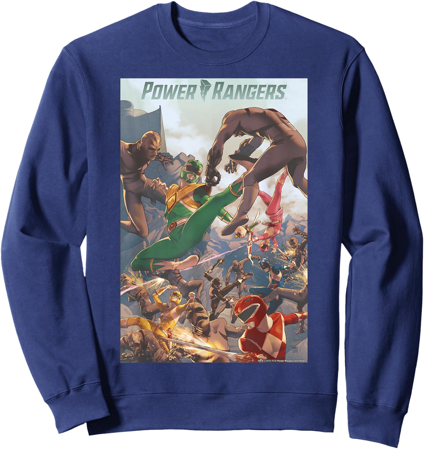 Power Rangers Morph Group Shot Filled Text Logo Sweatshirt - Sweatshirt | Navy