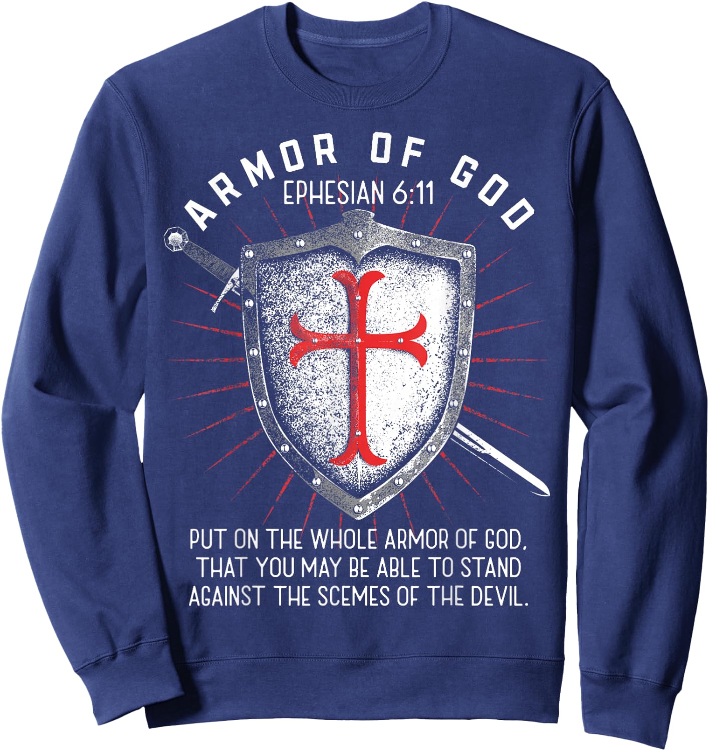 Armor Of God Ephesians 6:17 Bible Verse T Christian Sweatshirt - Sweatshirt | Navy
