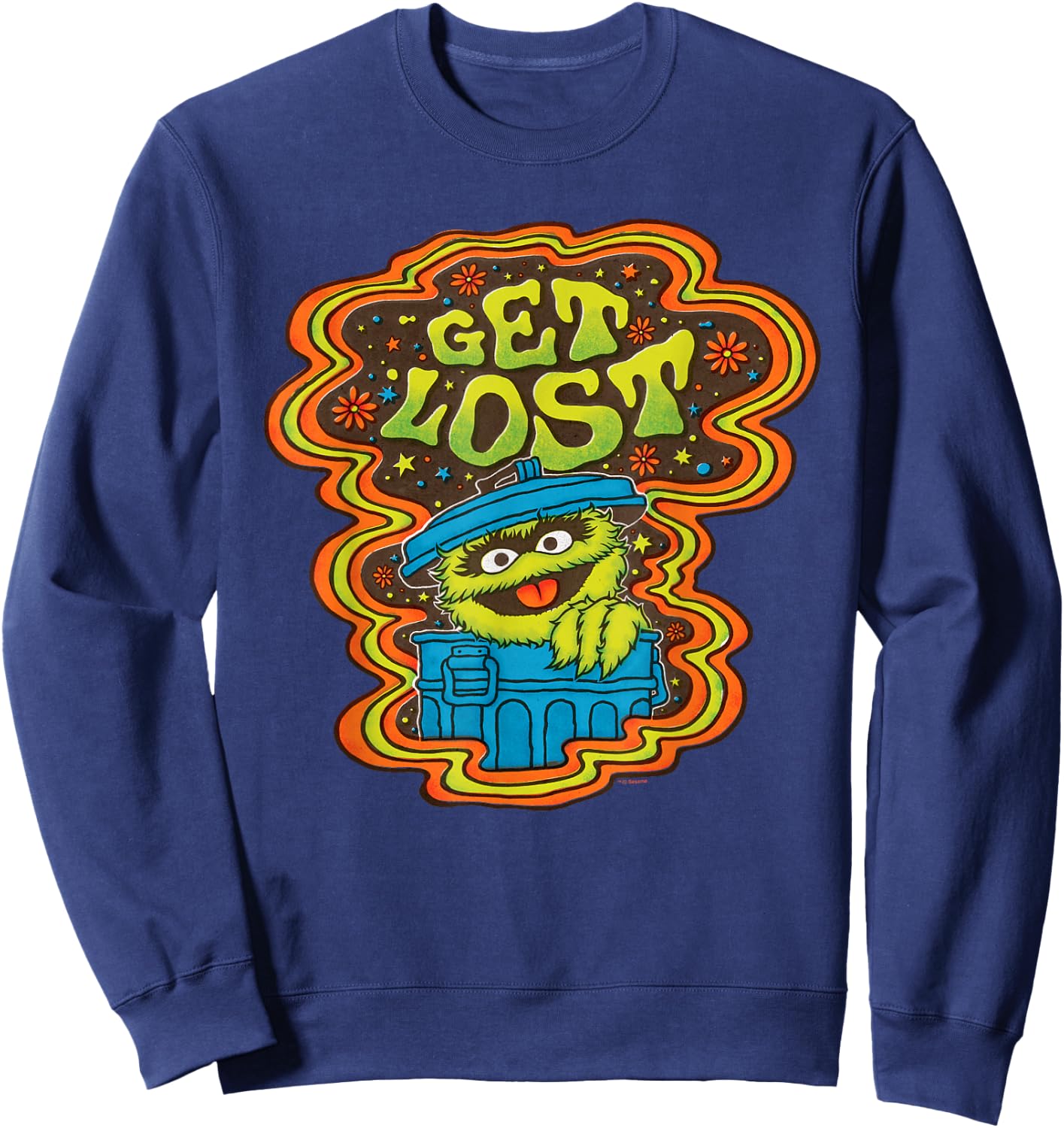 Sesame Street Psychedelic Oscar The Grouch Get Lost Sweatshirt - Sweatshirt | Navy