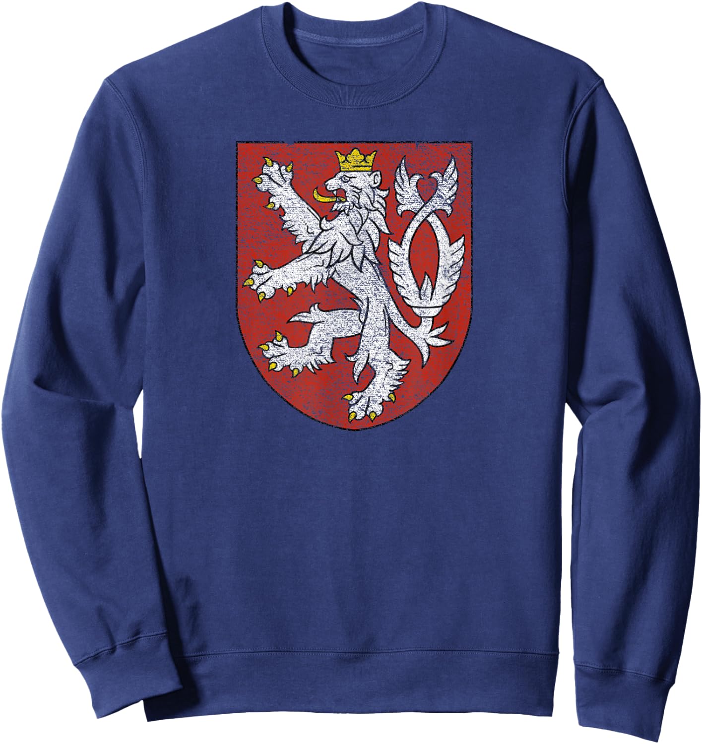 National Flag of Czech Republic Coat of Arms Czech Republic Coat of Arms Bohemia Flag Double-tailed Lion Sweatshirt - Sweatshirt | Navy