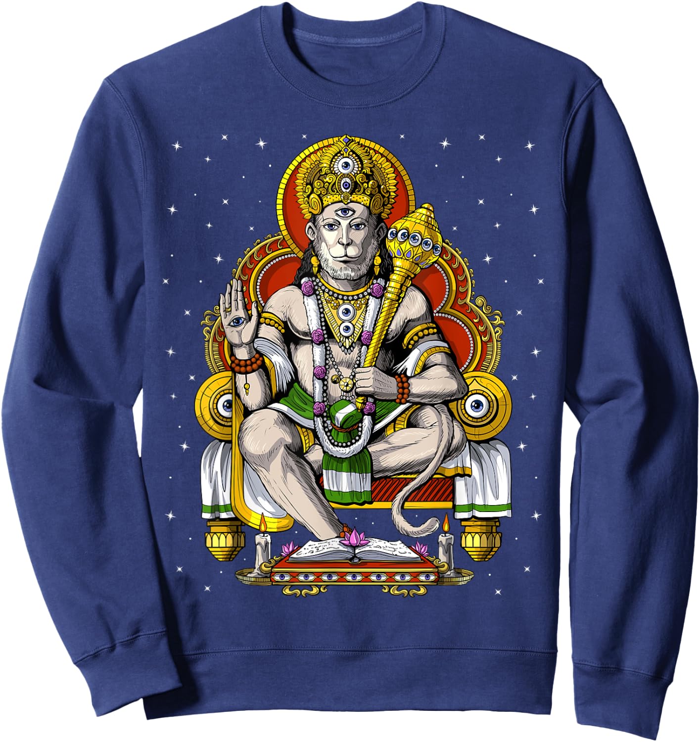 Hanuman Hindu God Hinduism Monkey Jainism Buddhism Spiritual Sweatshirt - Sweatshirt | Navy