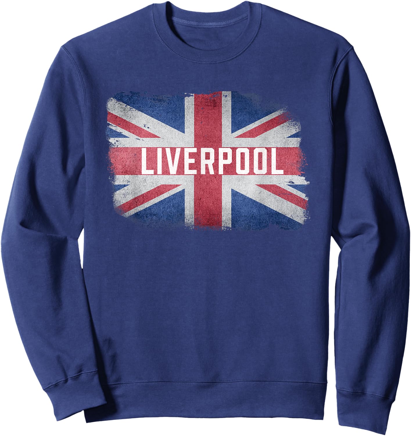 Liverpool | United Kingdom British Flag Vintage UK Scouser Sweatshirt - Sweatshirt | Navy