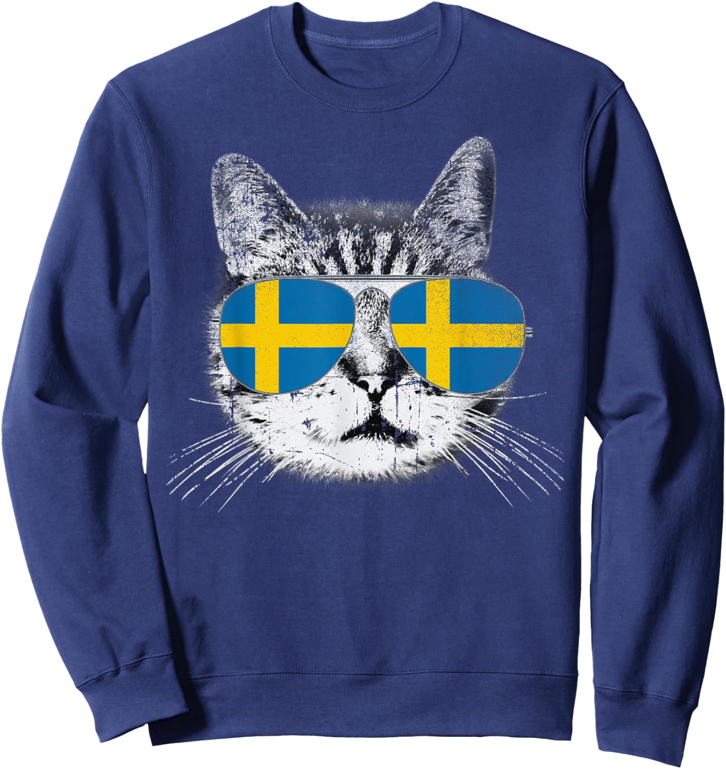 Cat Shirt Swedish Sweden Flag Country Pride Men Women Gift Sweatshirt - Sweatshirt | Navy