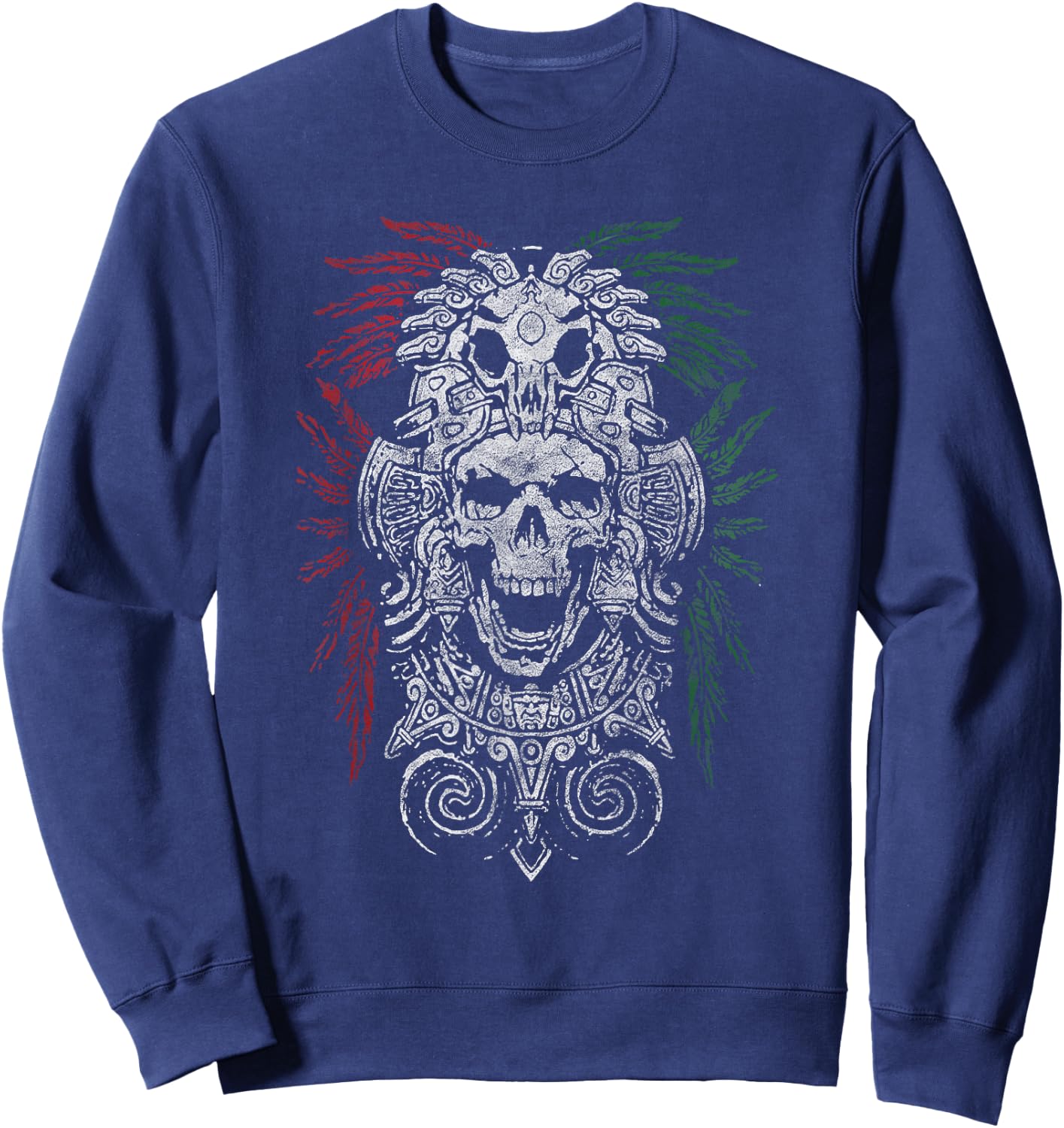 Ancient Aztec King Mexican Skull Mayas Mask Calavera Azteca Sweatshirt - Sweatshirt | Navy