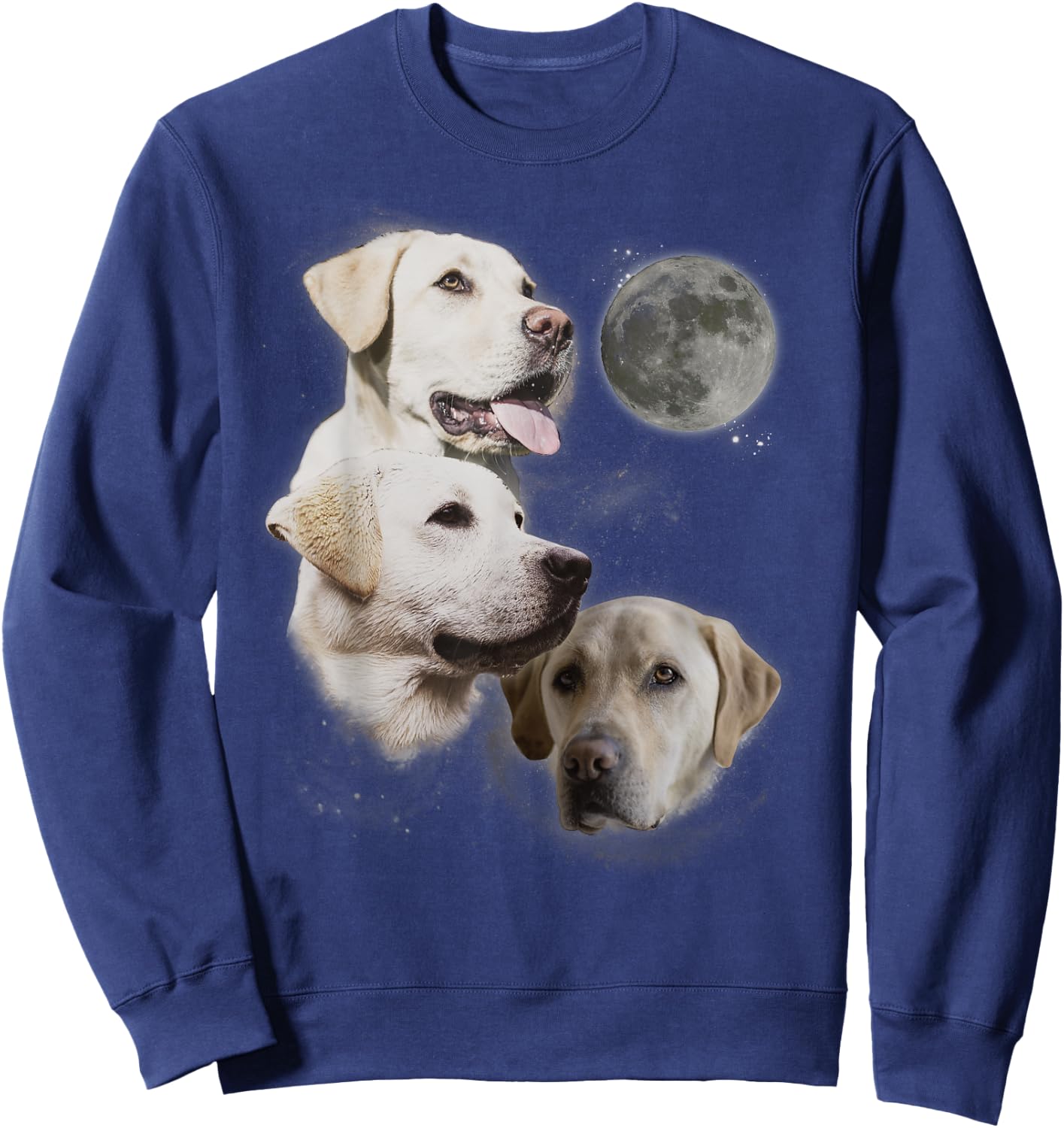 Howling at the Moon Shirt - Funny Yellow Labrador Retriever Sweatshirt - Sweatshirt | Navy