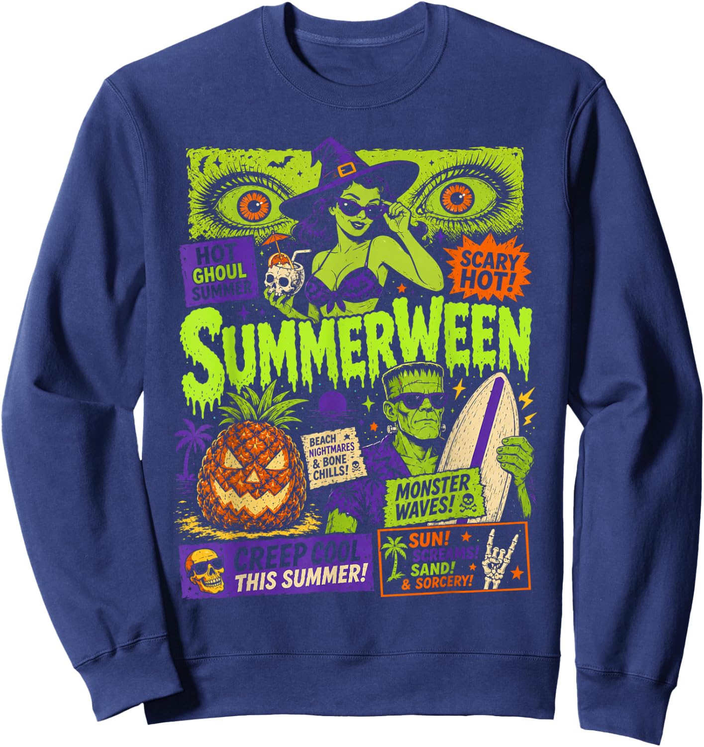 Funny Summerween Vibes Spooky Summer Ghoul Summerween Goth Sweatshirt - Sweatshirt | Navy