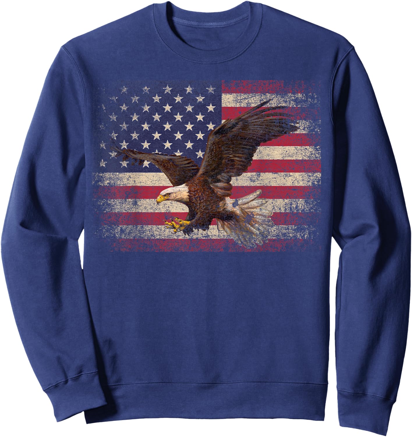 Bald Eagle 4th of July American Flag Country Small Sweatshirt - Sweatshirt | Navy
