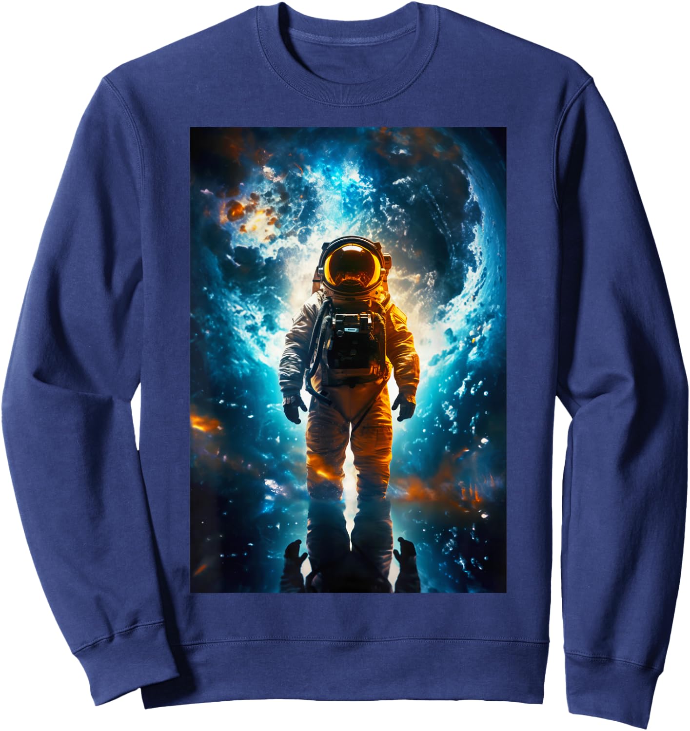 Interstellar Traveler Astronaut Earth Space Art for Sweatshirt - Sweatshirt | Navy