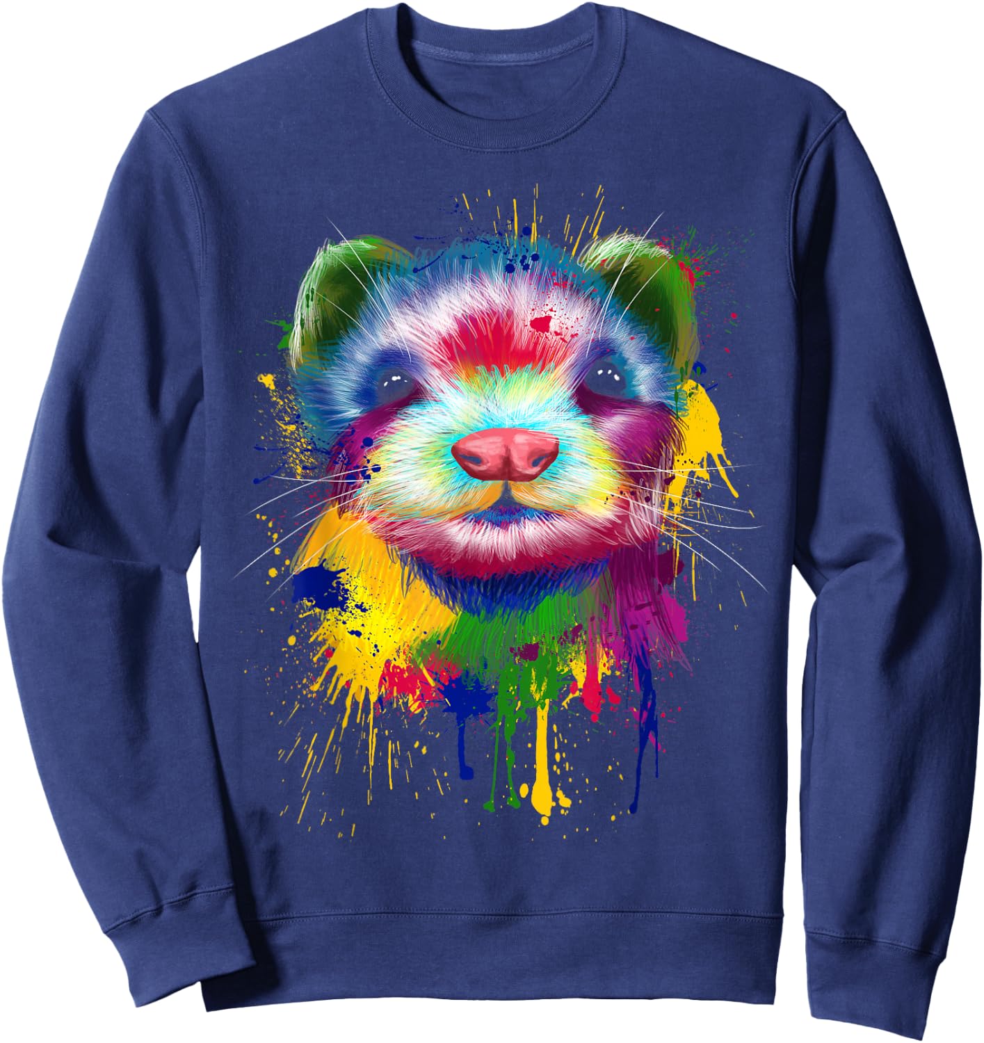 Ferret Artwork Face Hand Painting Splash Art Pet Polecat Sweatshirt - Sweatshirt | Navy