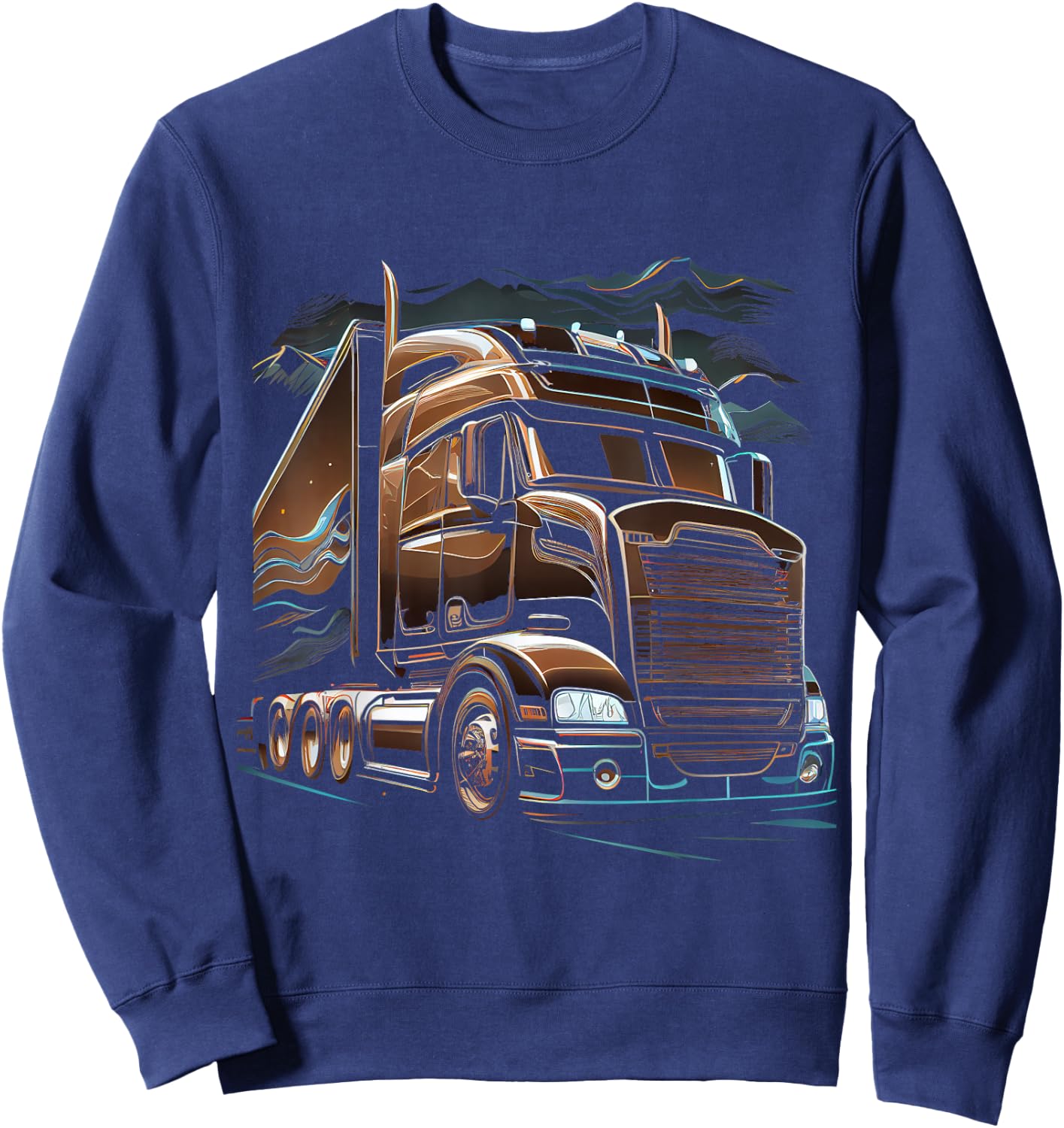 Truck Driver 18 Wheel Trucker Gift Sweatshirt - Sweatshirt | Navy