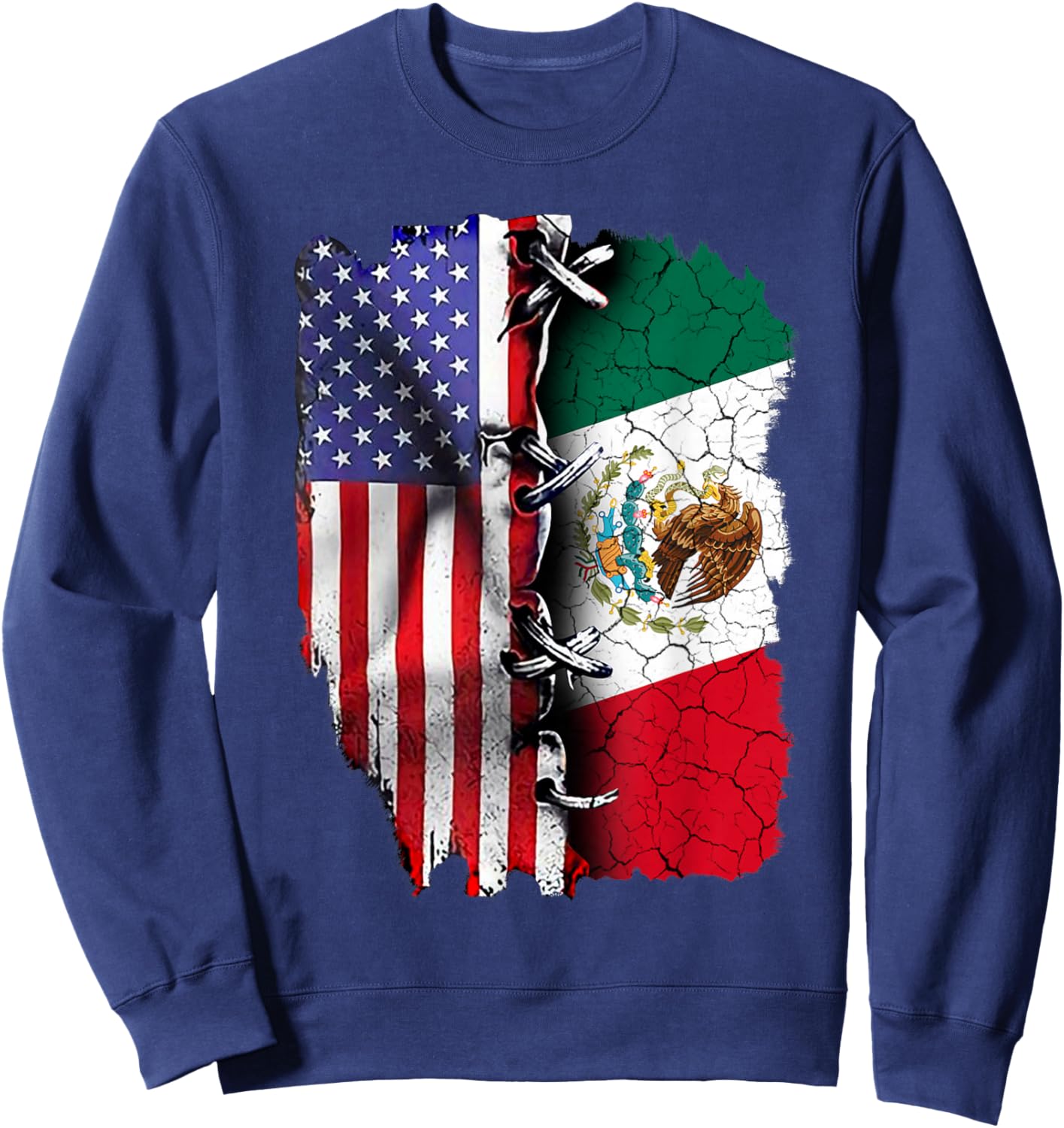 Mexican American Flag Sweatshirt - Sweatshirt | Navy