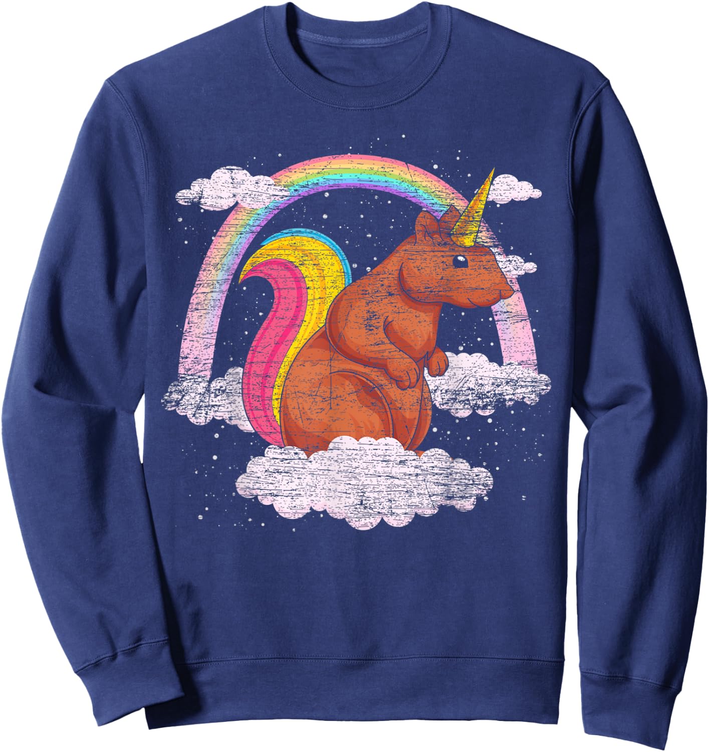 Fantasy Animal Rainbow Squirrelcorn Squirrel Unicorn Sweatshirt - Sweatshirt | Navy