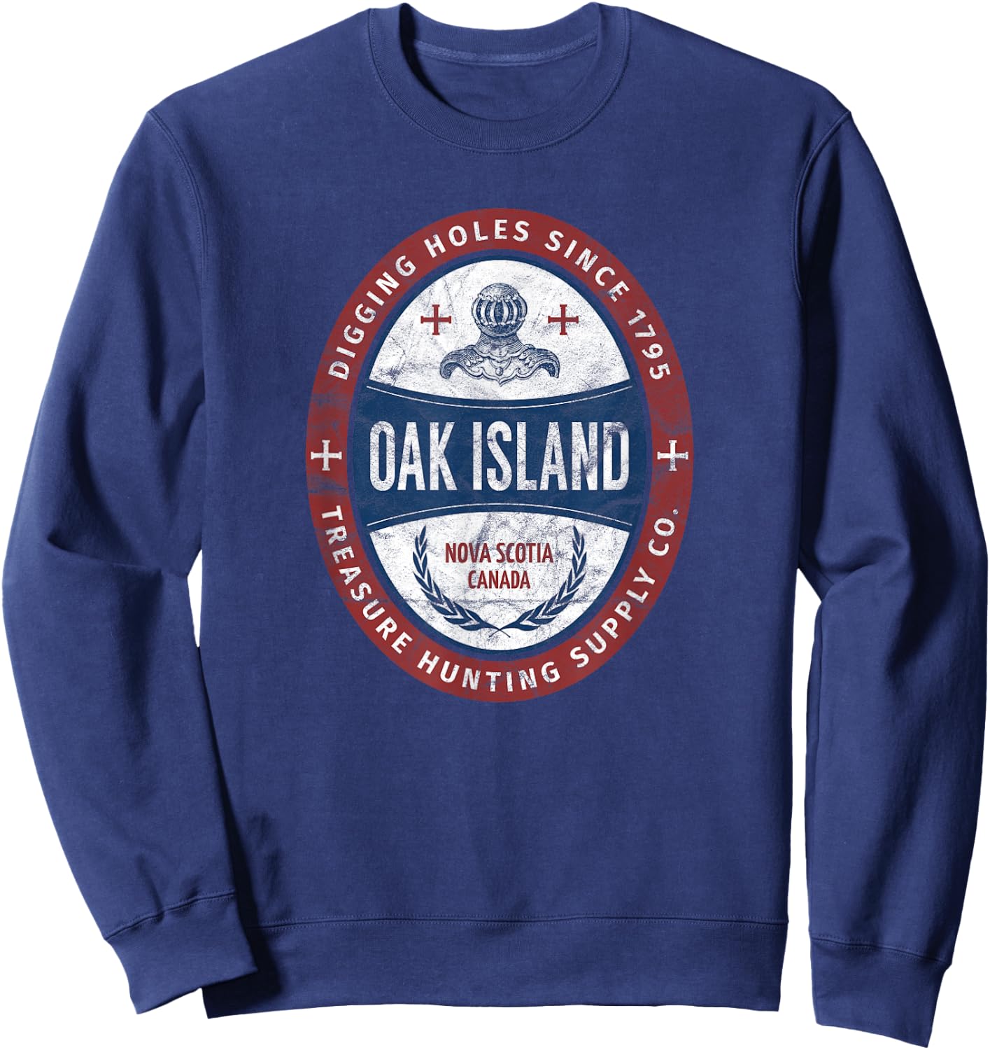 Oak Island Treasure Hunting Retro Templar Knight Treasure Gi Sweatshirt - Sweatshirt | Navy