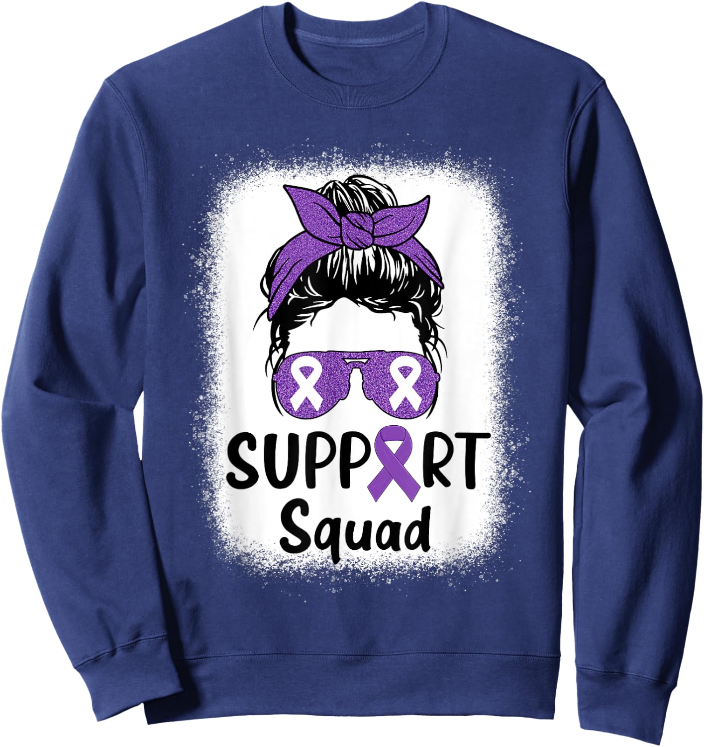 Hodgkin’s Lymphoma Awareness Support Squad Messy Bun Women Sweatshirt - Sweatshirt | Navy