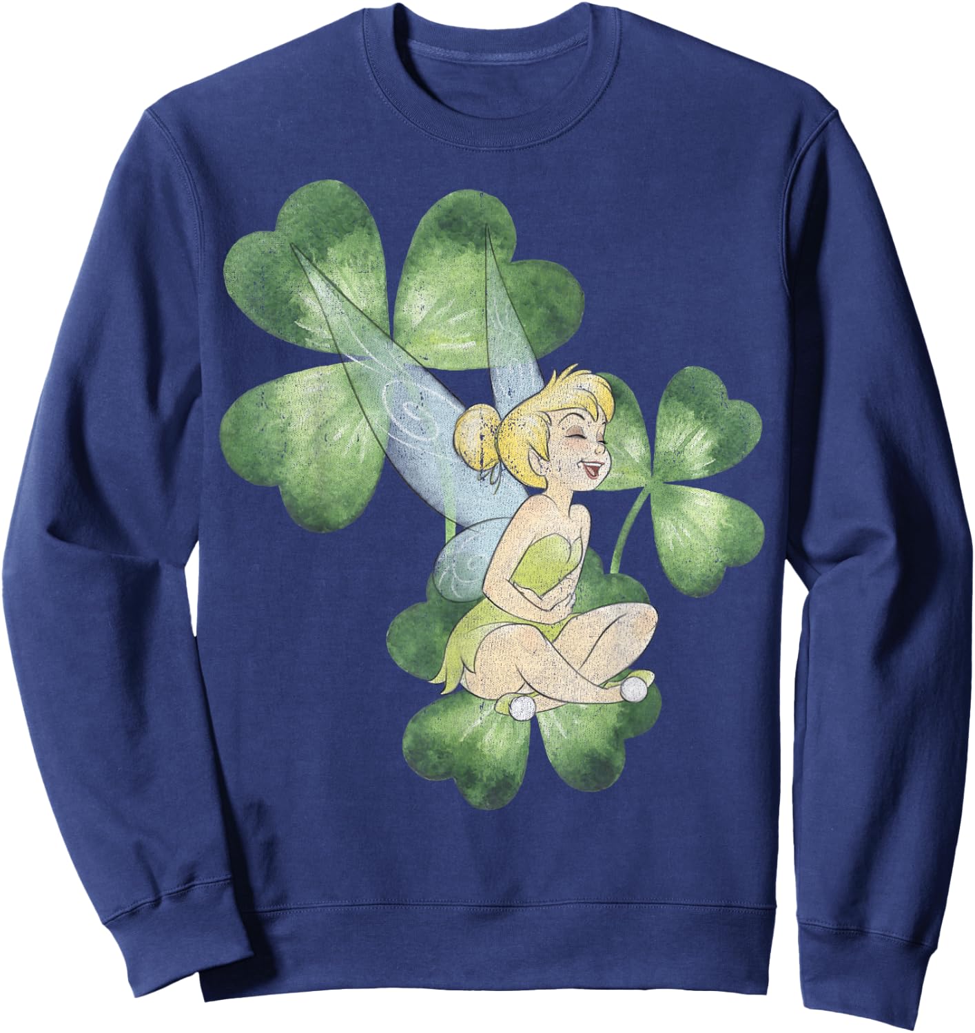 Disney Peter Pan St. Patrick's Day Tinker Bell Clover Retro Sweatshirt - Sweatshirt | Navy