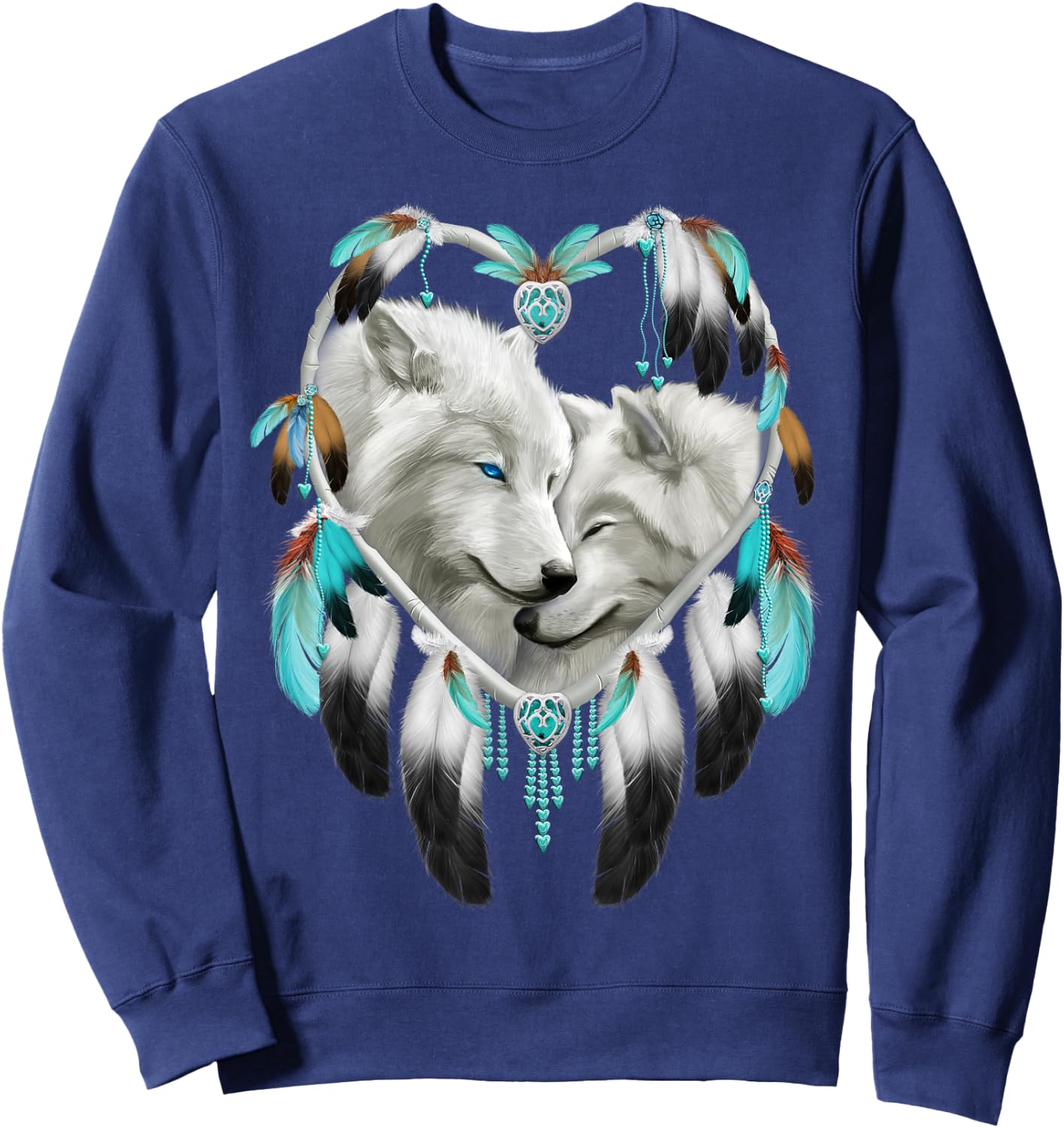 Wolf Lover Heart Dream Catcher Sweatshirt - Sweatshirt | Navy
