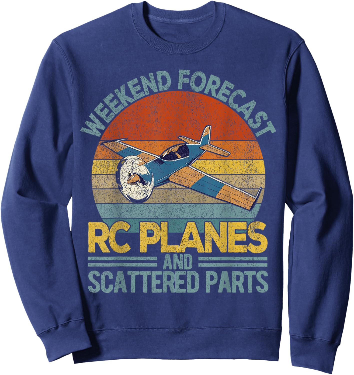 Funny RC Plane Weekend Model Airplane Pilot Retro Sweatshirt - Sweatshirt | Navy