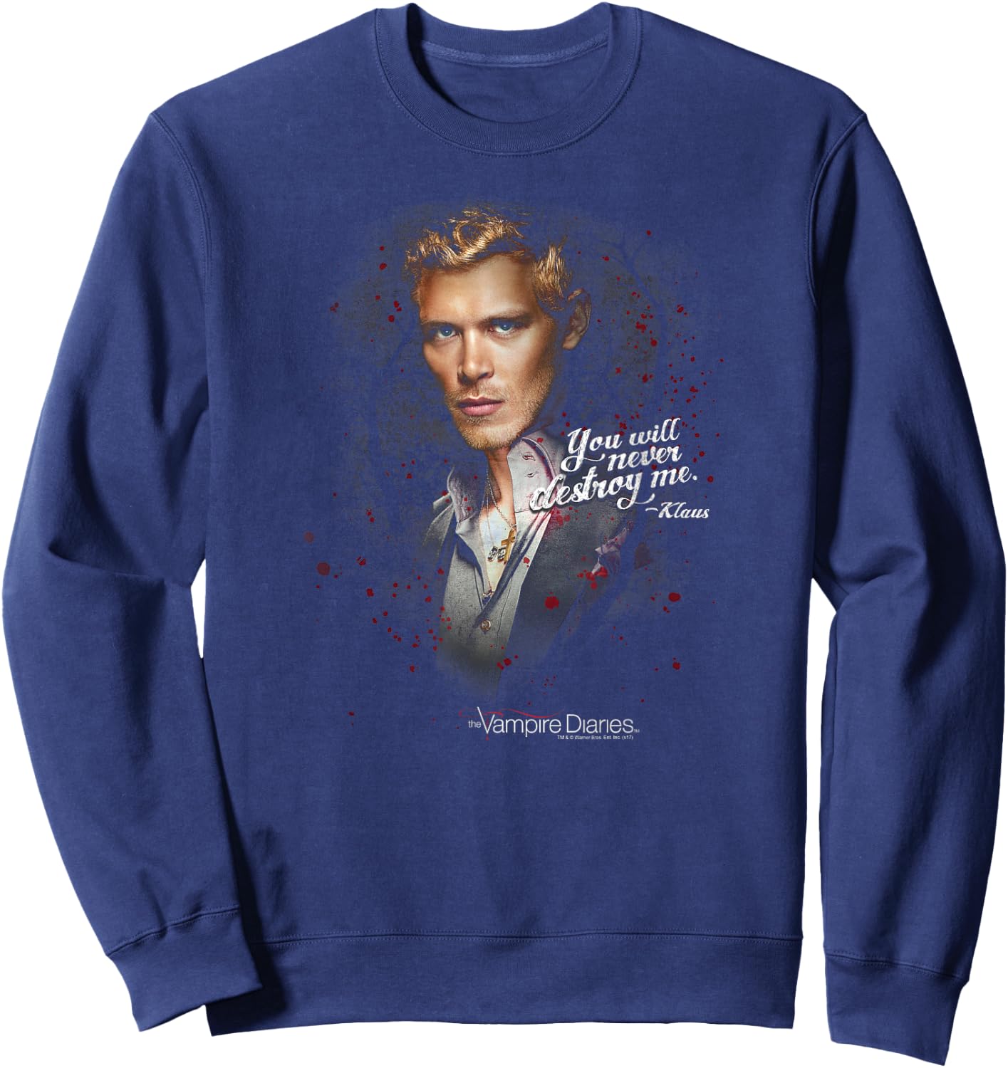 Vampire Diaries Klaus Never Destroy Small Sweatshirt - Sweatshirt | Navy