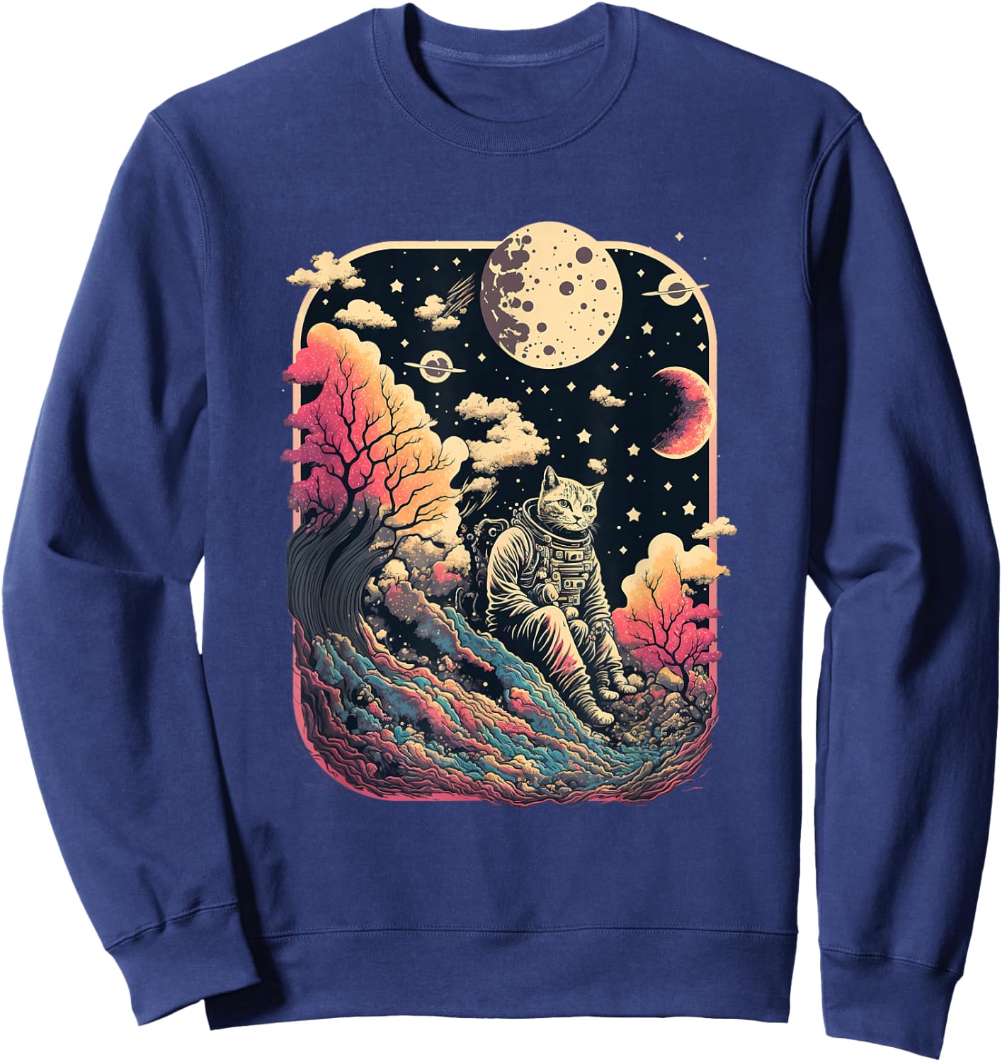 extraterrestrial astronaut cat in space science fiction Women Sweatshirt - Sweatshirt | Navy