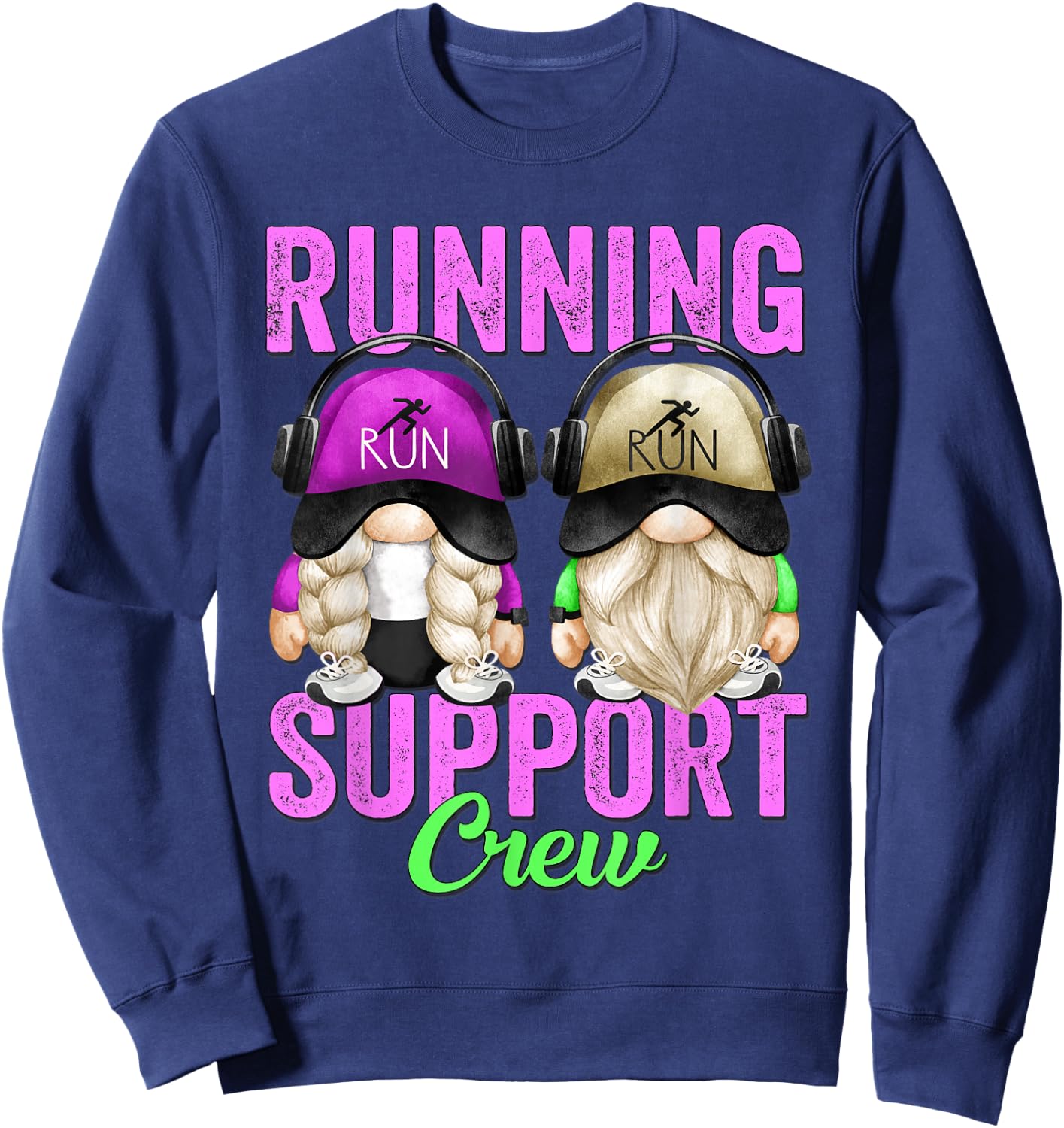 Funny Marathon Runner Gnome For Teacher Running Support Crew Sweatshirt - Sweatshirt | Navy