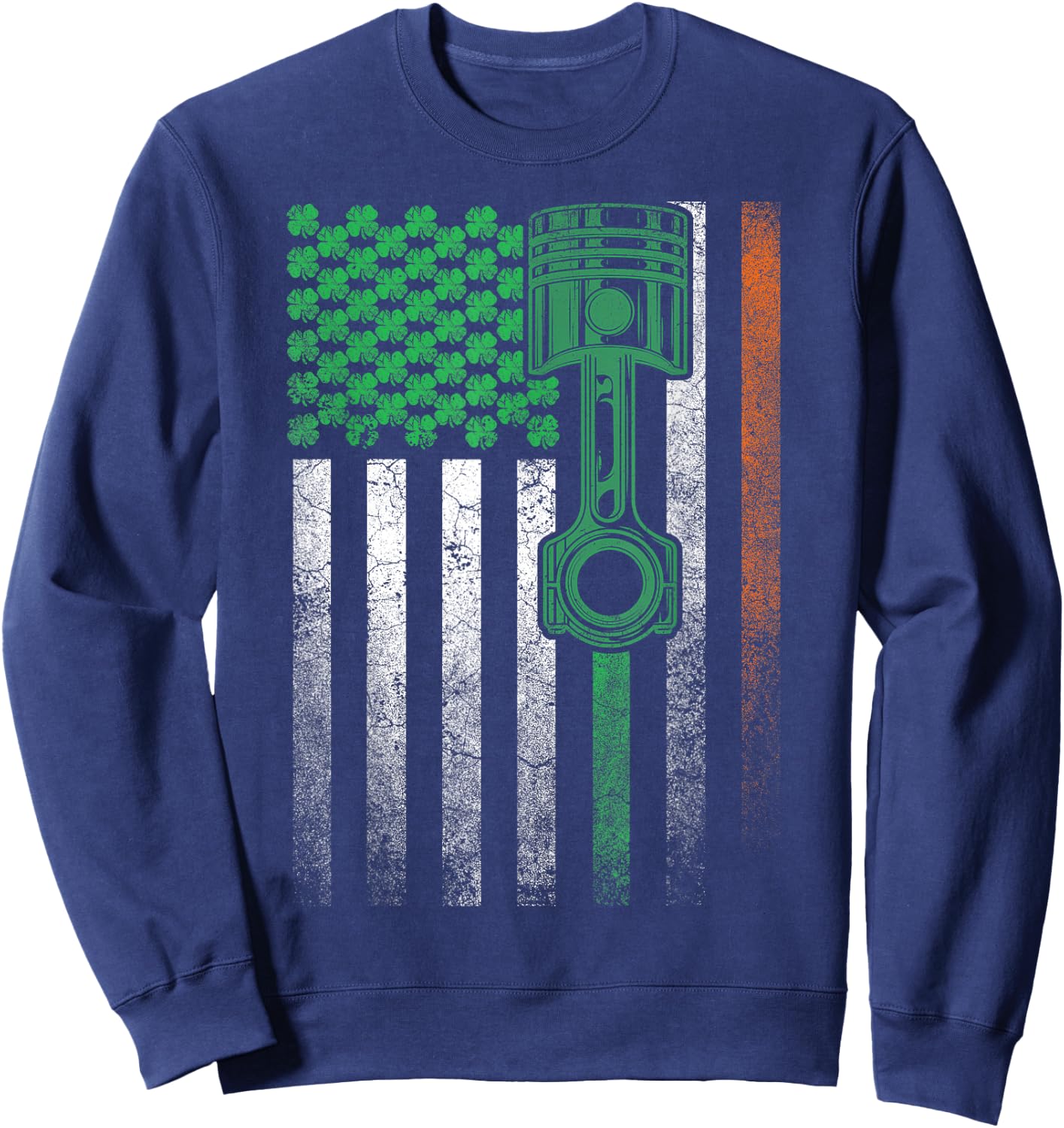 Car Guy Mechanic Gift St. Patrick's Day Irish American Flag Kids Men Sweatshirt - Sweatshirt | Navy