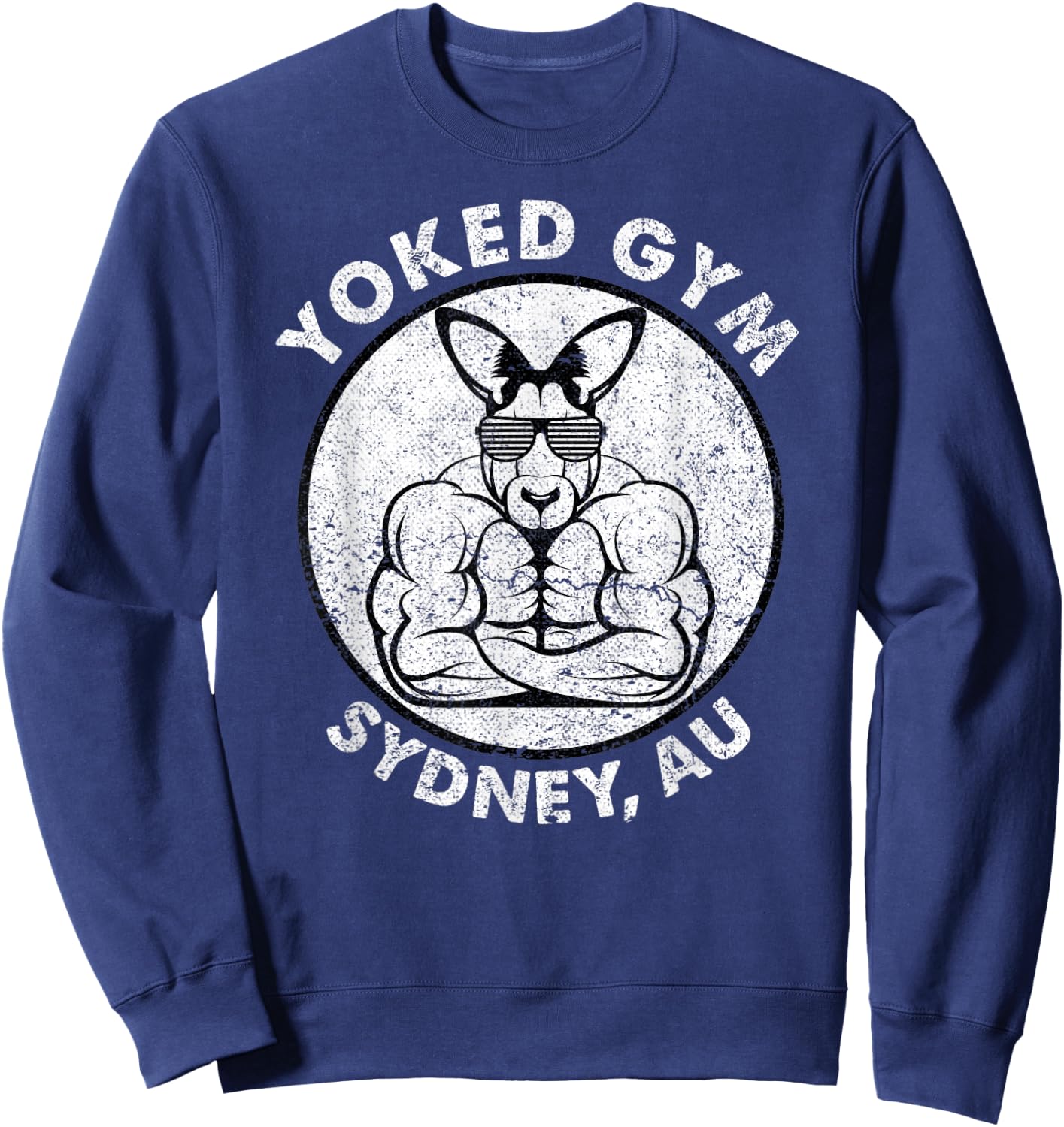 Weight Lift Yoked Gym Sydney Flex Muscle Kangaroo Men Women Sweatshirt - Sweatshirt | Navy