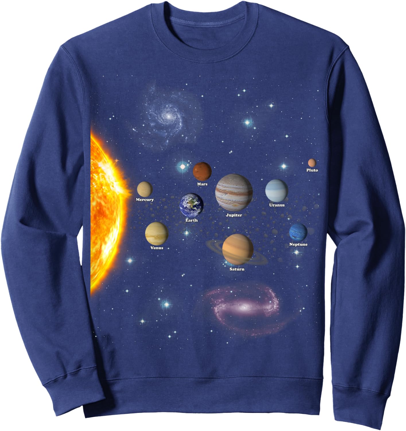 Boys Girls Kids Realistic Solar System Christmas Sweatshirt - Sweatshirt | Navy