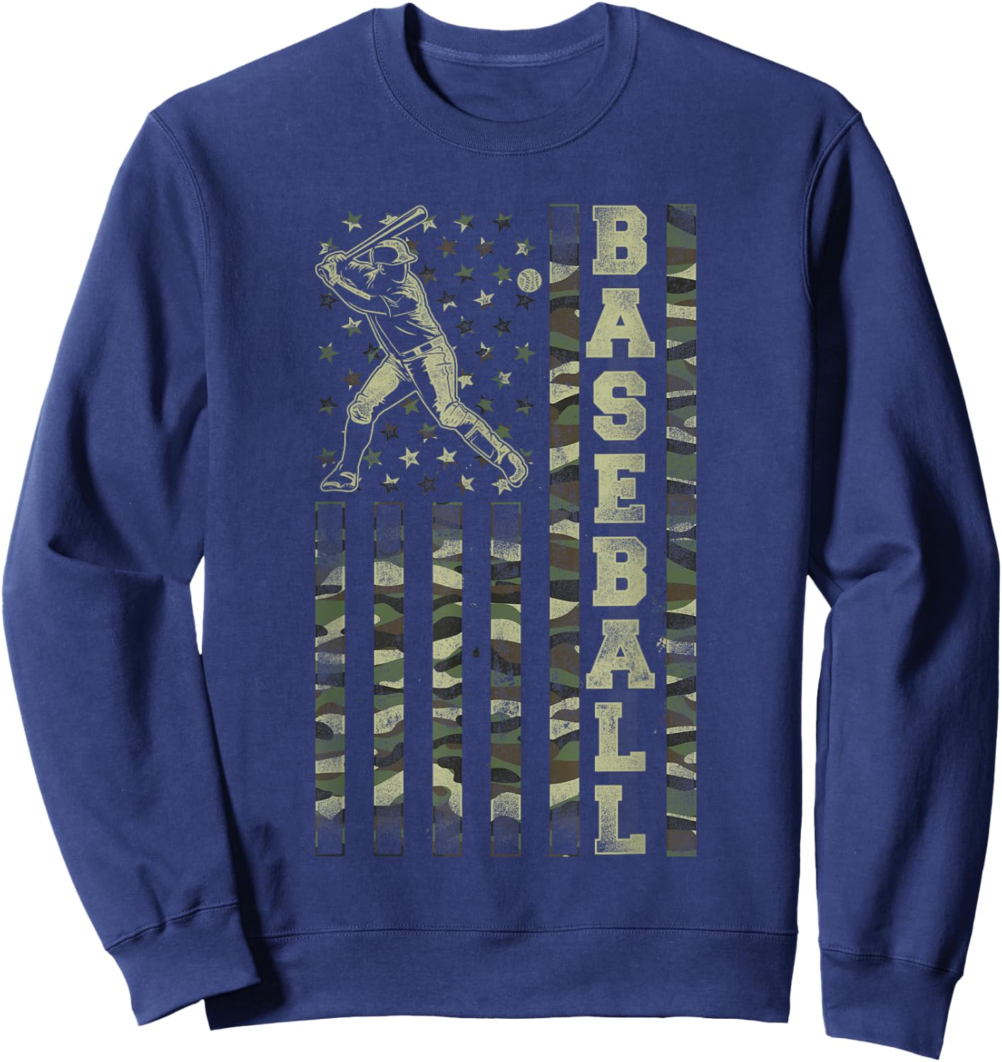 Baseball Fan Usa American Flag Camo Camouflage Sweatshirt - Sweatshirt | Navy