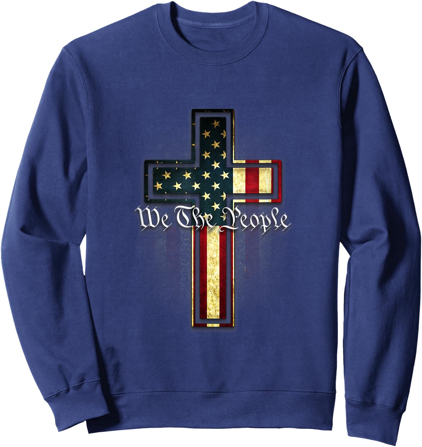 We The People Patriotic American Constitution Cross Sweatshirt - Sweatshirt | Navy