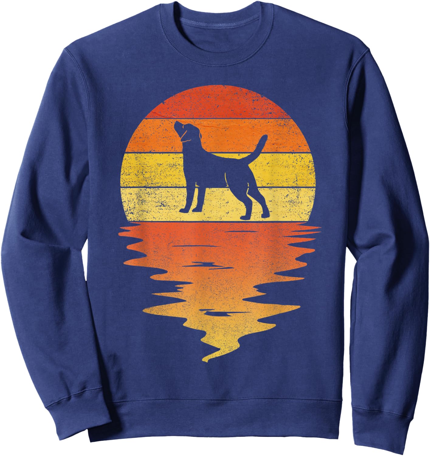 Labrador Retriever Vintage Retro Sunset Labrador Retriever Sweatshirt - Sweatshirt | Navy