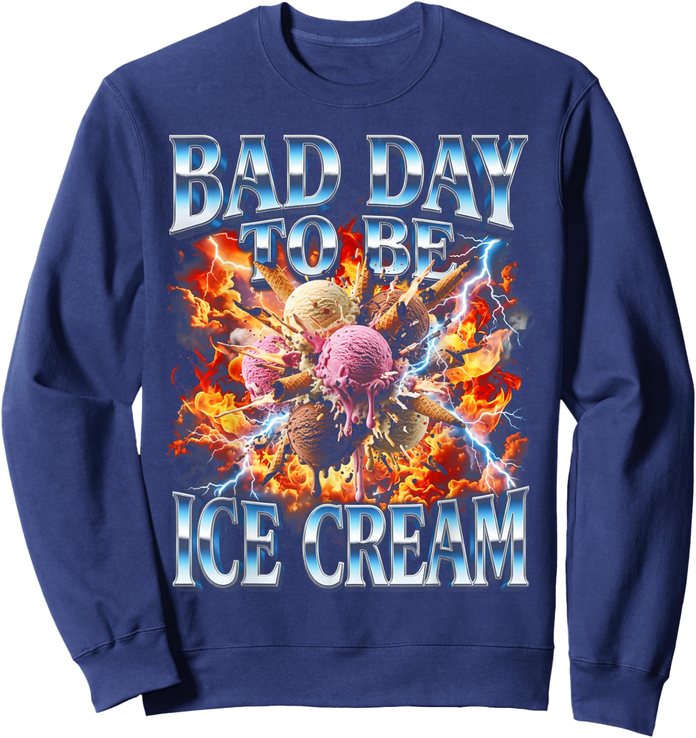 Funny Bootleg Bad Day to Be Ice Cream Sweatshirt - Sweatshirt | Navy
