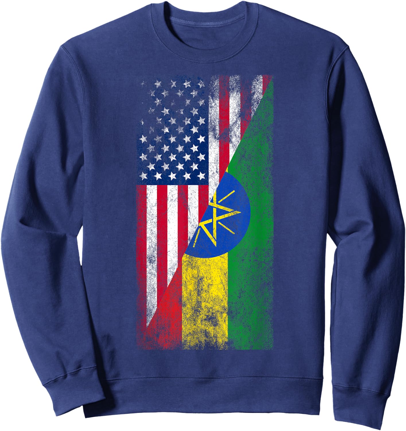 USA & Ethiopia Flags - United States of America, Ethiopian Sweatshirt - Sweatshirt | Navy