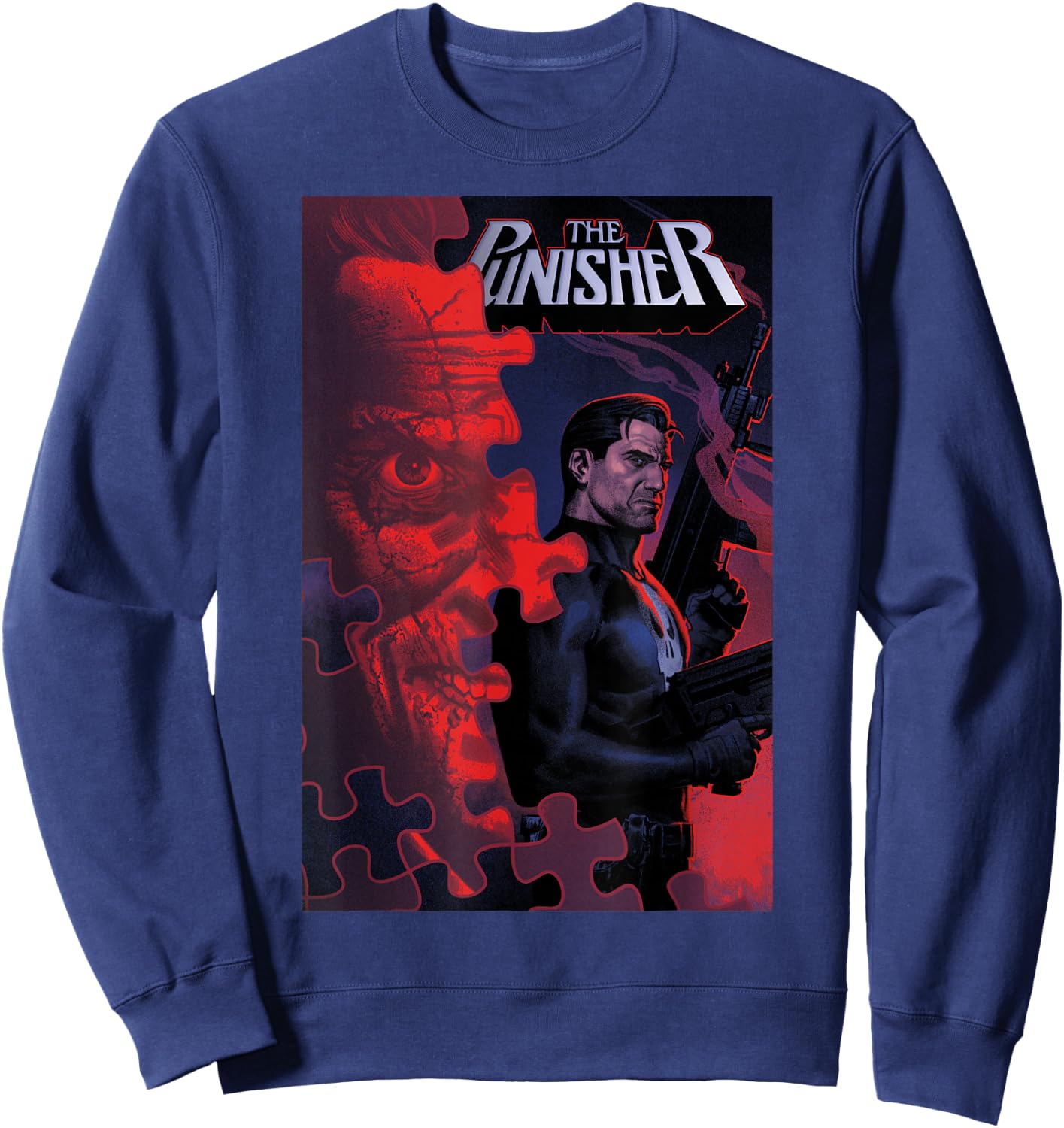 Marvel The Punisher Jigsaw In Bagalia Comic Book Cover Sweatshirt - Sweatshirt | Navy