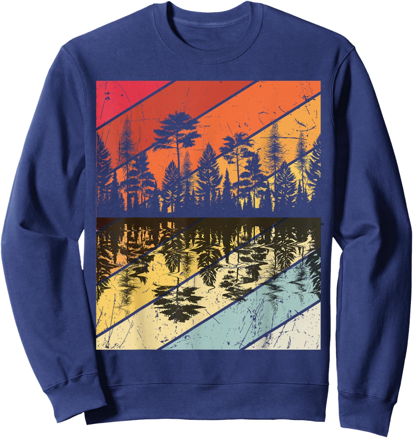 Forest Forrest Camping Vintage Tree Design Retro Lover Sweatshirt - Sweatshirt | Navy