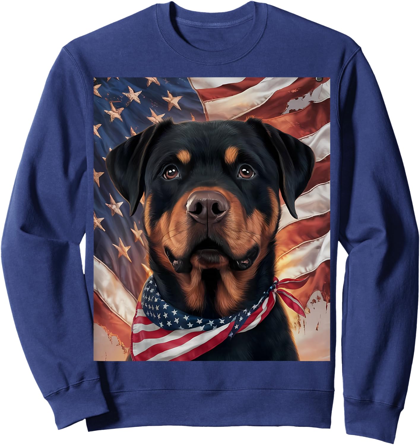 Rottweiler Dog 4th of July American Flag American Pride Sweatshirt - Sweatshirt | Navy