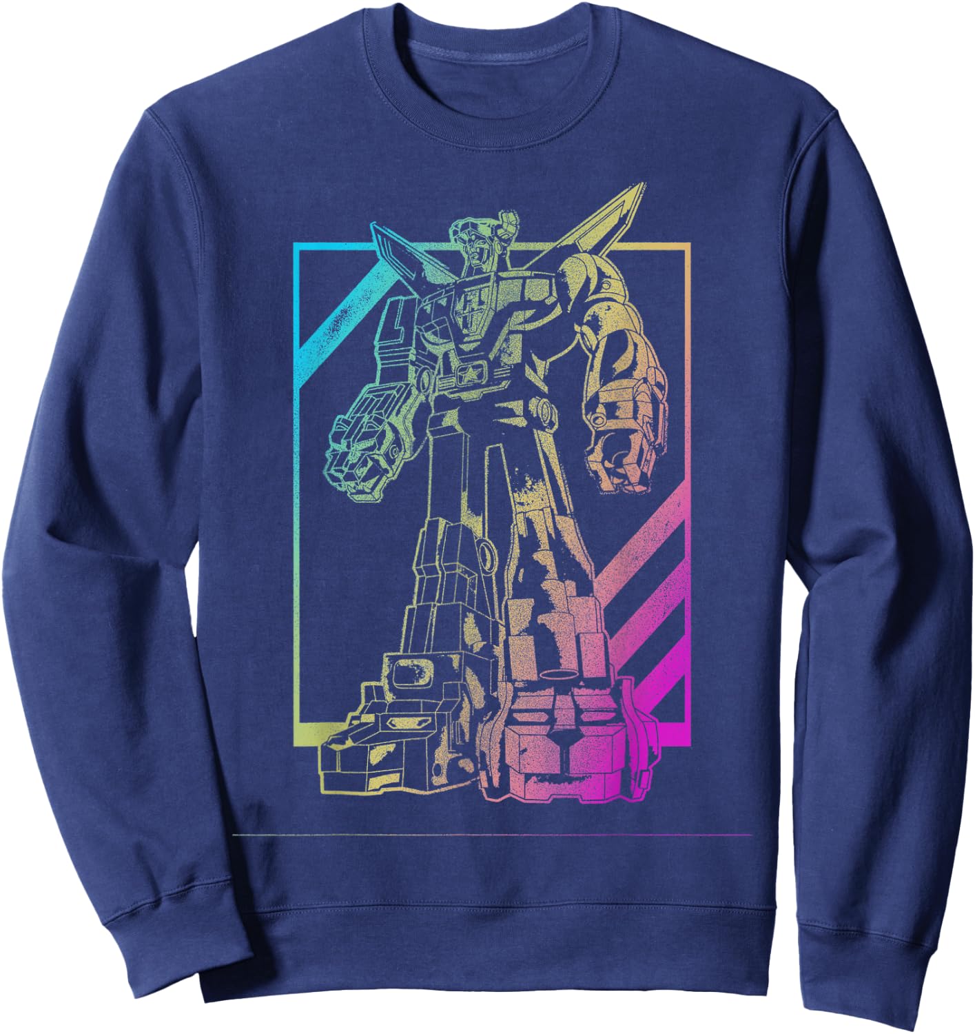 Voltron Defender of the Universe Neon Outline Portrait Sweatshirt - Sweatshirt | Navy